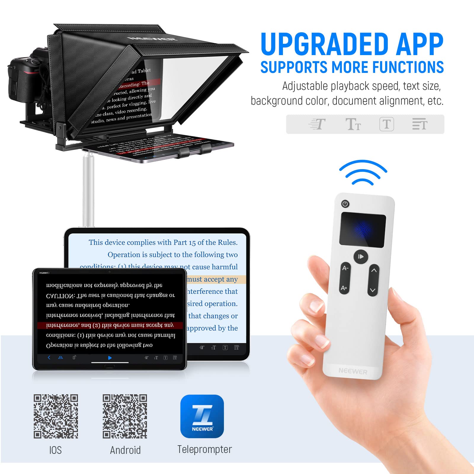 NEEWER X12 14-inch Aluminum Alloy Teleprompter for iPad, Tablet & Smartphone - Remote Control Included with Carry Case - iOS/Android Compatible for Online Teaching, Vlogging, Live Streaming & Video Conferencing