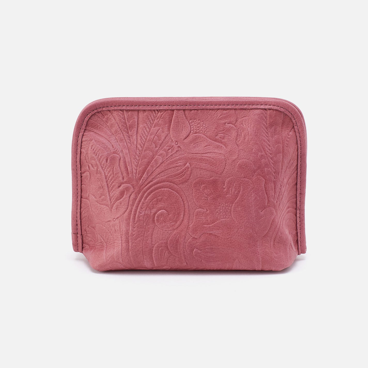 Premium Leather Cosmetic Pouch - Embossed Mauve Beauty Case for Makeup & Travel Accessories | Perfect for Organizing Brushes, Lipsticks & Skincare On-The-Go