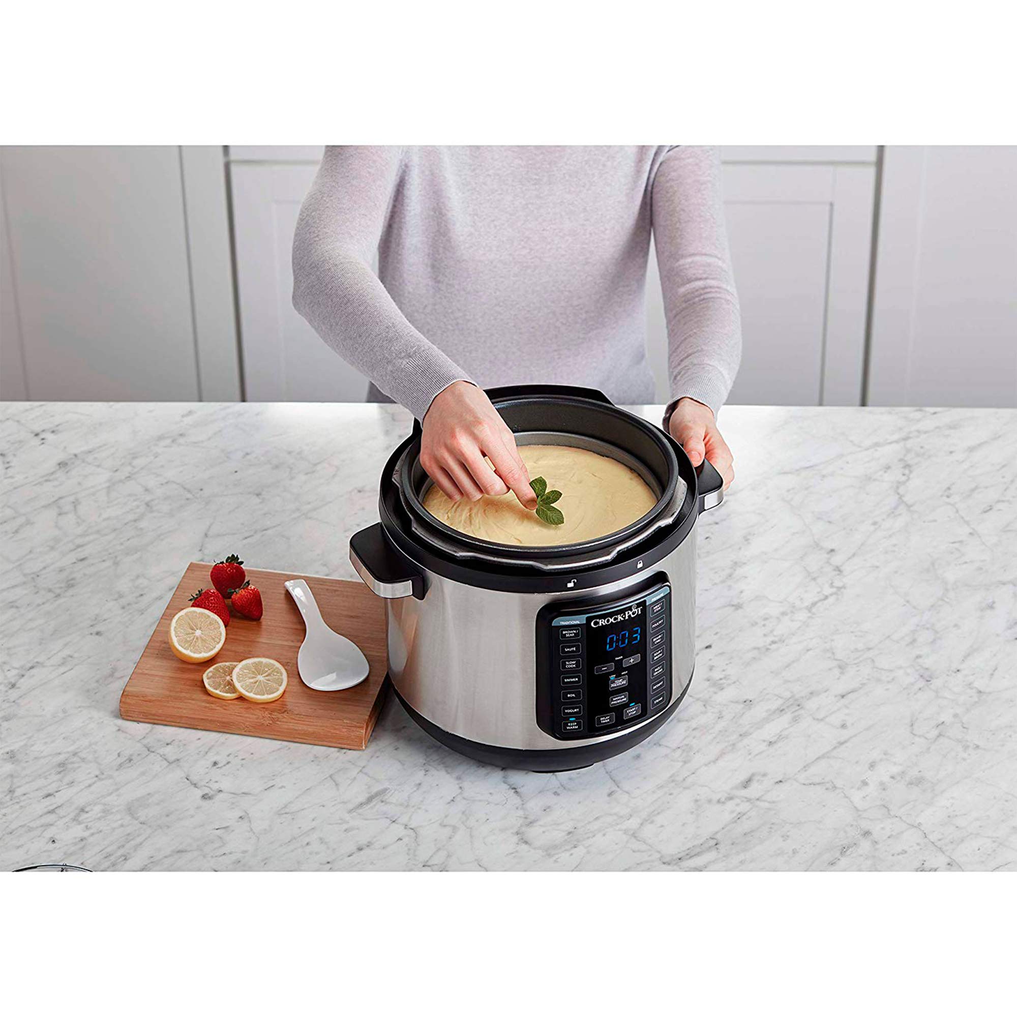 Crock-Pot 8-Quart Programmable Pressure Slow Cooker - Stainless Steel Multi-Cooker with Manual Pressure, Boil & Simmer Functions | Extra Sealing Gasket Included | Perfect for Family Dinners, Meal Prep & Holiday Cooking