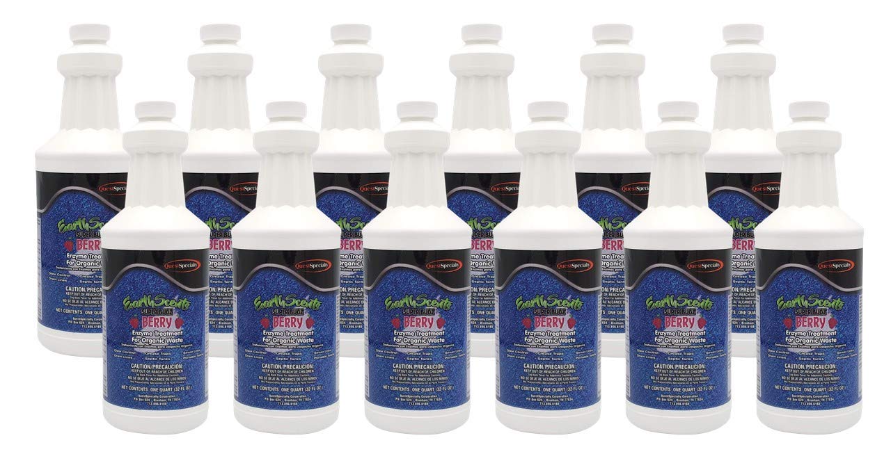 EARTH SCENTS SUPERBUGZ Berry Enzyme Treatment for Organic Waste - 12 Quart Bottles (Case) | Compost Accelerator for Kitchen Scraps, Yard Waste & Septic Systems