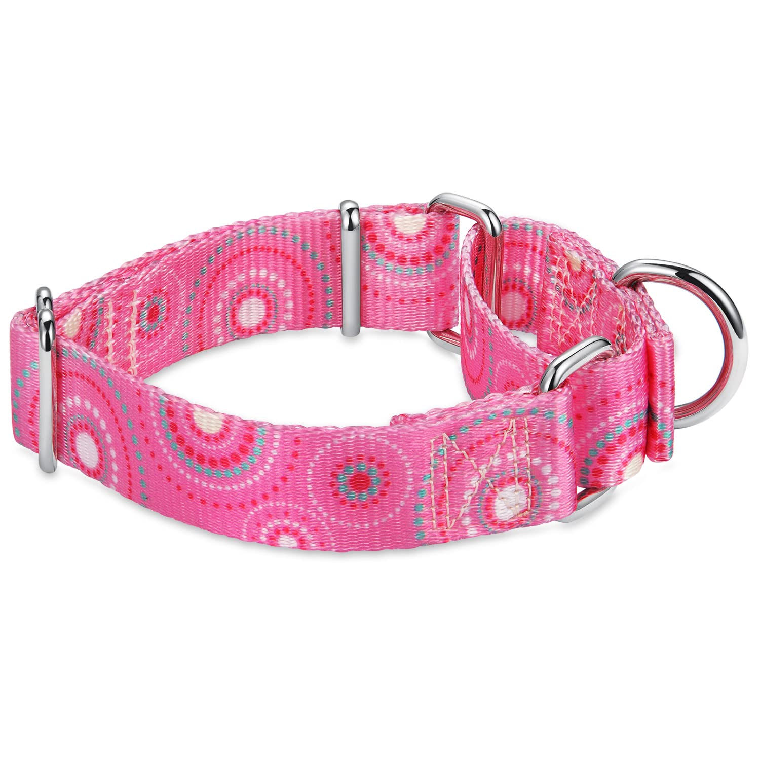 Premium No-Pull Martingale Dog Collar - Heavy Duty Silky Soft Pet Collar with Unique Firework Dots Pattern for Medium & Large Dogs (1