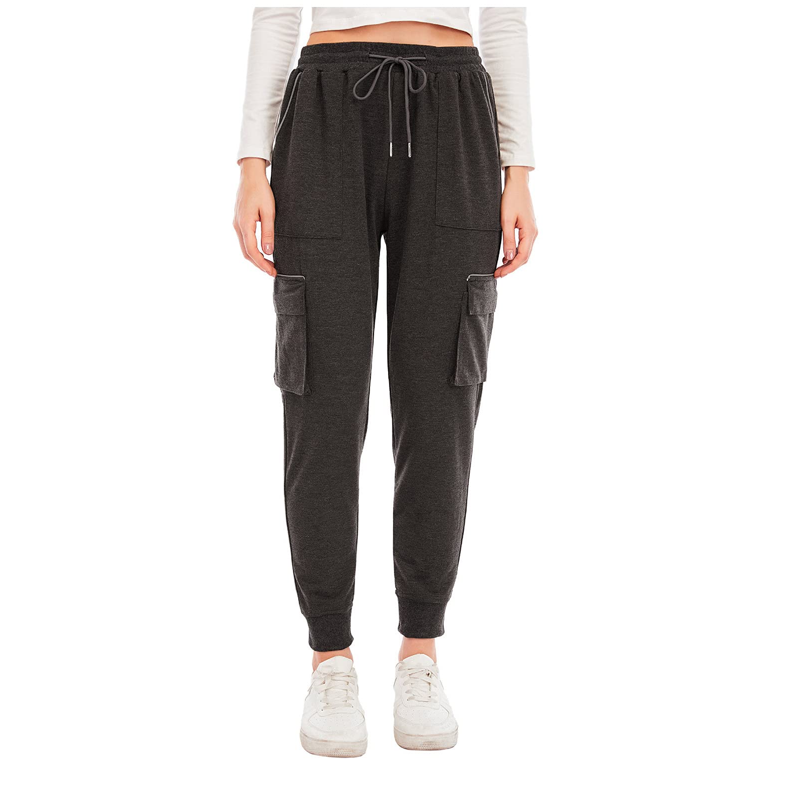 Women's Lightweight Quick-Dry Cargo Jogger Pants with Drawstring & Pockets - Perfect for Hiking, Outdoor Workouts & Travel