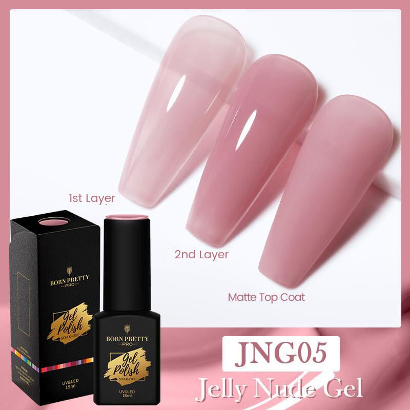 JNG03 15ml Jelly Gel Polish - Long Lasting UV LED Nail Polish for Salon & Home Manicure - Perfect for Nail Art, French Tips & DIY Nail Designs