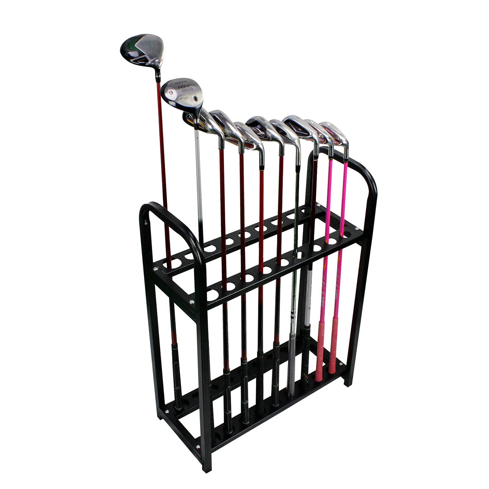 18-Hole Golf Club Organizer Rack - Heavy Duty Black Steel Golf Bag Storage Stand | Putter Holder & Display for Garage, Home Gym | Perfect Golf Club Organization for Players & Enthusiasts