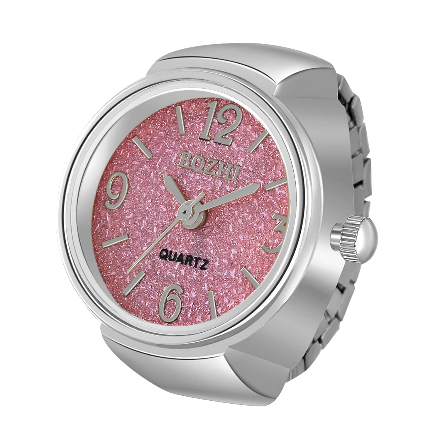 Lancardo Stylish Analog Quartz Ring Watch for Women & Men - Arabic Numerals Dial, Elastic Band, Bling Design - Perfect for Parties, Gifts, and Fashion Accessories