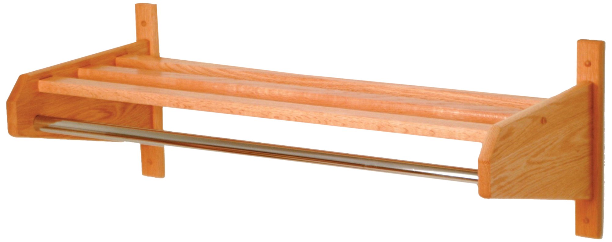 38-Inch Light Oak Wooden Coat and Hat Rack with Small Hook Hangers - Perfect for Entryway, Bedroom, or Mudroom Organization