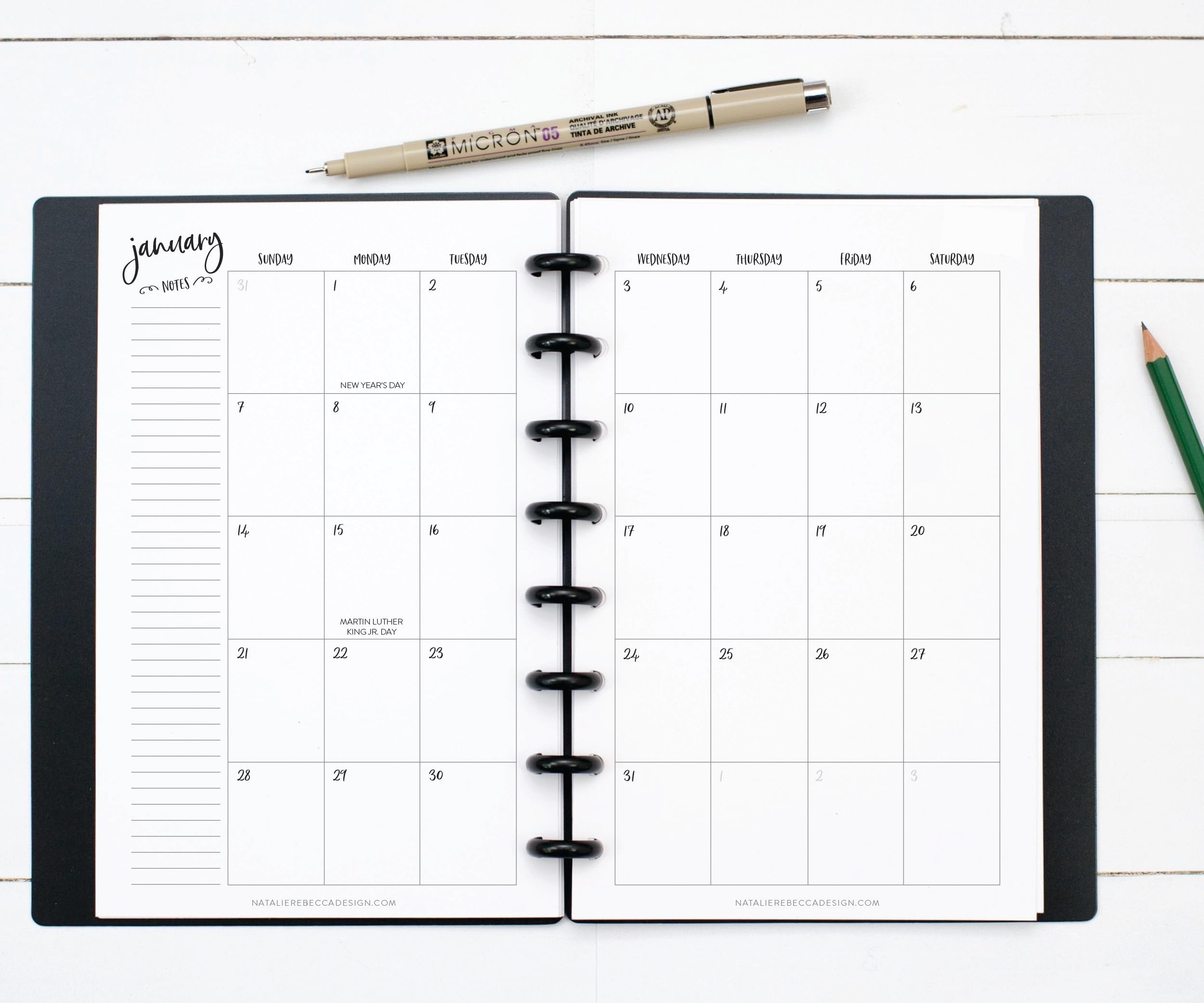 BetterNote 2025 Monthly Planner Refills for Discbound Notebooks - Compatible with Happy Planner, Levenger Circa, Arc Staples, TUL Office Depot & InkWell Press (Whimsy Design, 8-Disc, 5.5