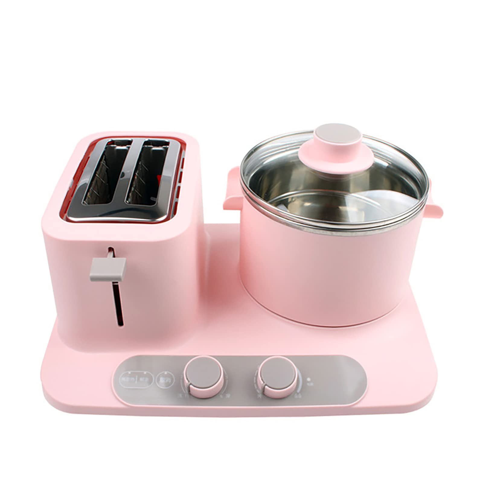ACD 2-Slice Multifunctional Breakfast Maker - Electric Toaster Oven, Omelette Pan, Skillet & Noodle Cooker for Toast, Eggs & More (Pink) - Perfect for Small Kitchens, Dorms & Quick Breakfasts