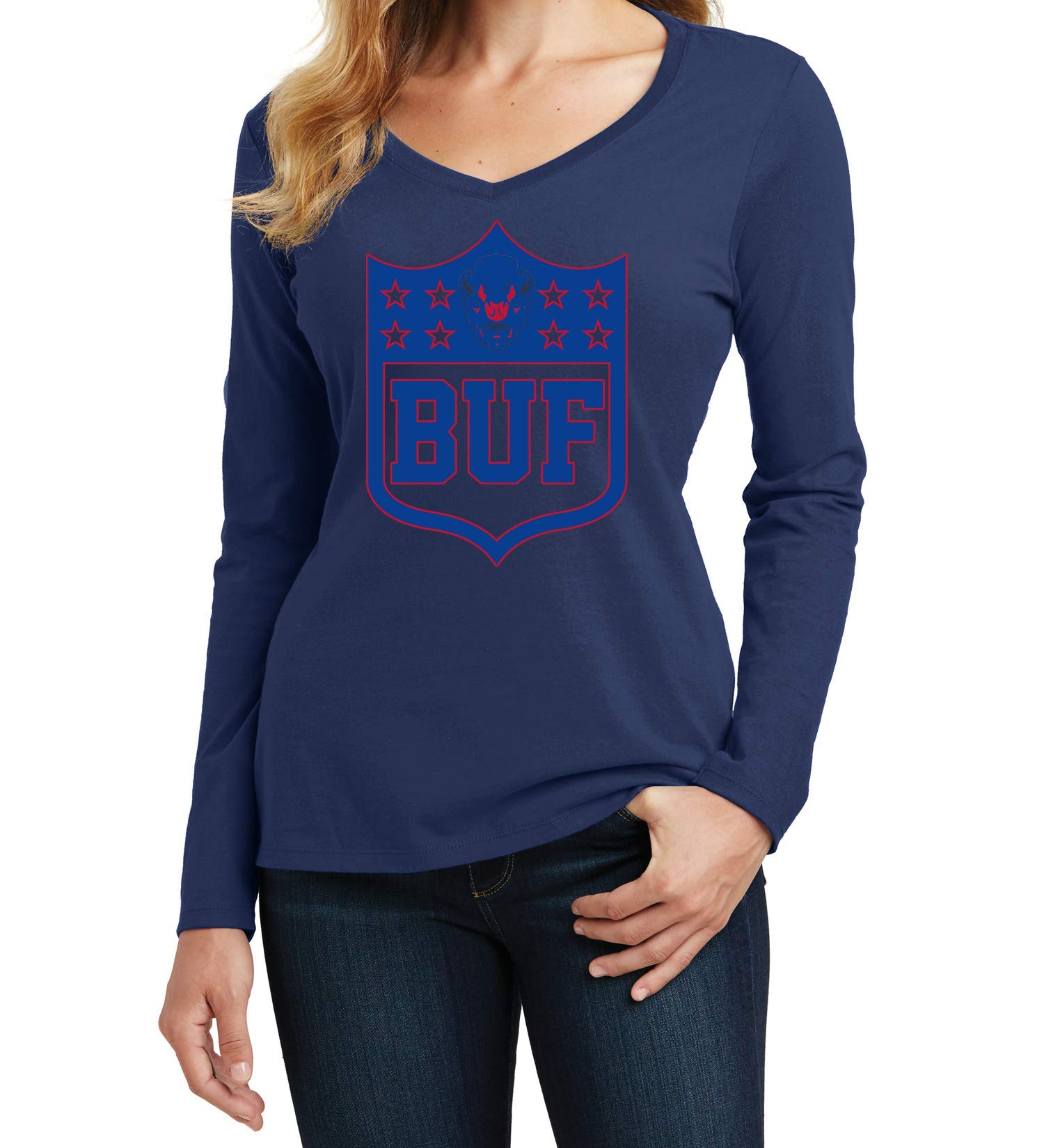 America's Finest Apparel Buffalo Shield - Women's Long Sleeve Shirt | Premium Cotton Comfort Fit Top for Casual Wear, Outdoor Activities & Layering