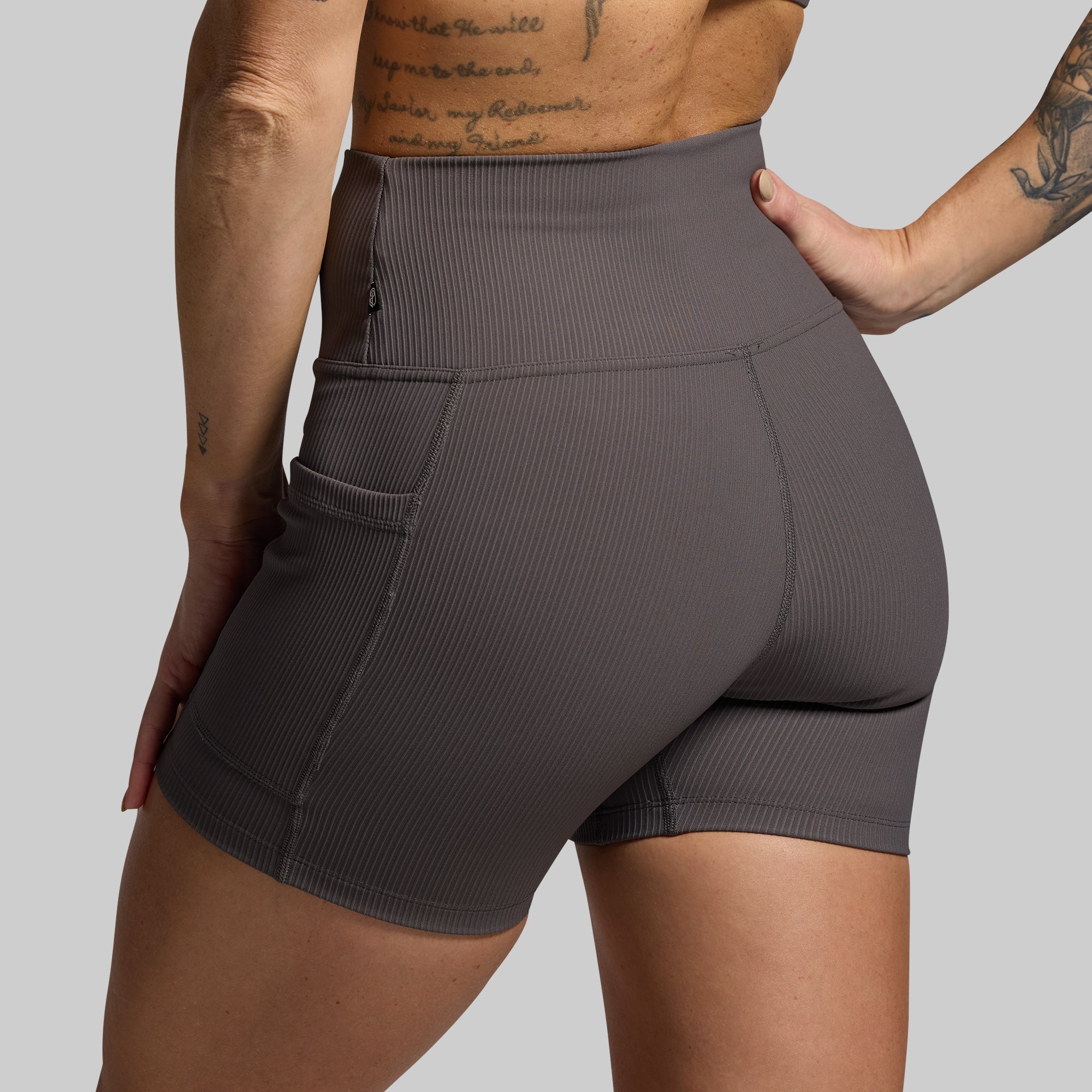All or Nothing Workout Shorts for Women - Dark Grey - High Waist Gym Shorts for Running, Yoga & Fitness