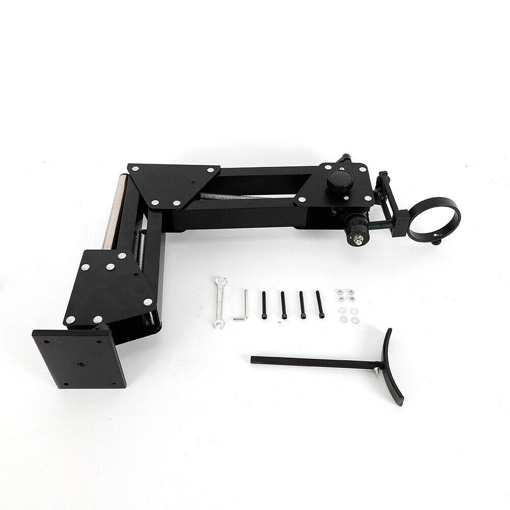 85mm Black Aluminum Alloy Jewelry Microscope Stand - 360° Multi-Directional Adjustable Gemstone Inlaying Tool for Jewelers, Watch Repair & Hobbyists (Ideal for Ring Making, Engraving & Precision Work)