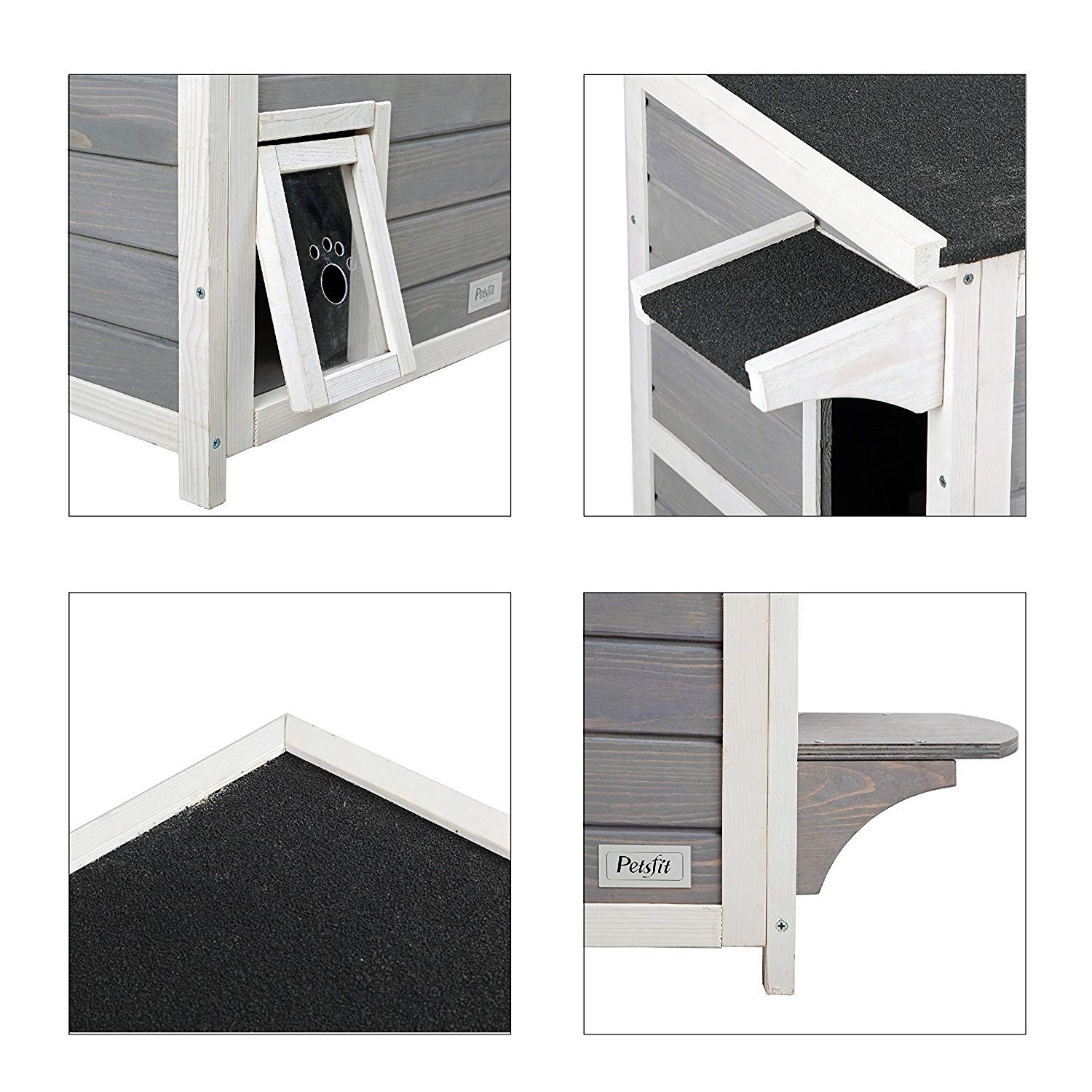 Petsfit 2-Story Weatherproof Outdoor Cat House with Escape Door - Insulated Shelter for Stray & Feral Cats - Perfect for Backyard, Garden & Patio Protection
