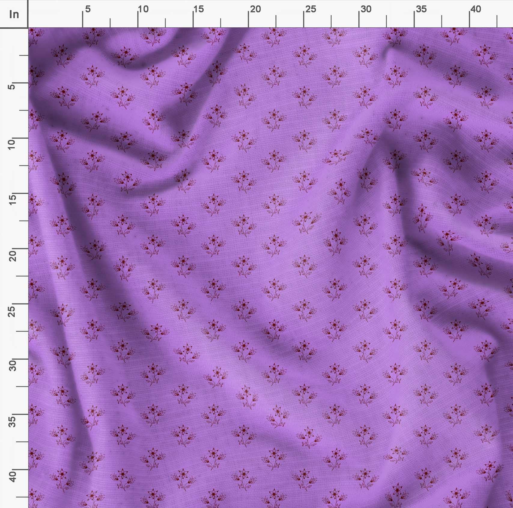 Soimoi Moss Georgette Purple Fabric by The Yard - 42 Inch Wide Printed Fabric with Artistic Leaf & Floral Design for Dresses, Curtains, DIY Crafts - Elegant Home Decor & Fashion Material