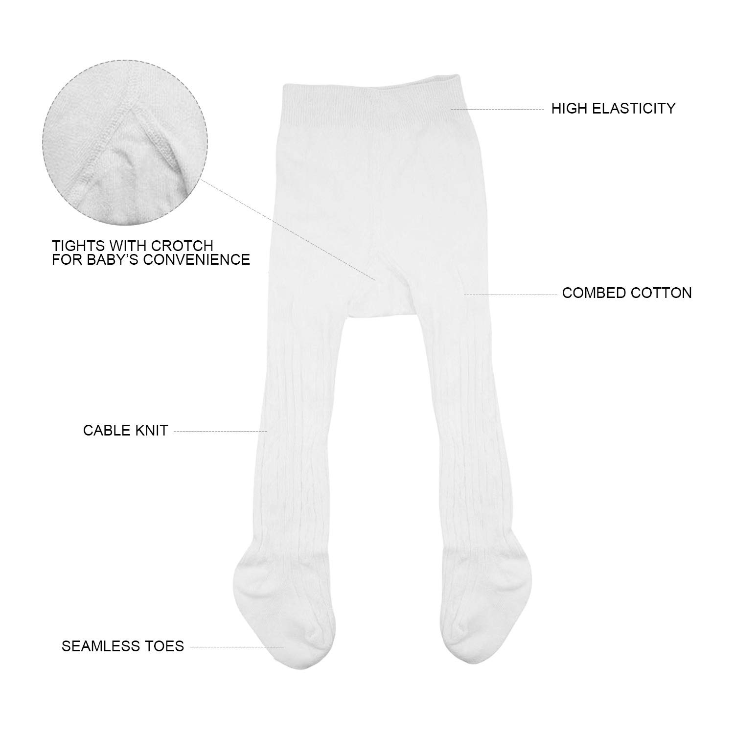 Baby Girls Seamless Cable Knit Tights with Bow - Soft Cotton Toddler Leggings for Newborn & Infant - Perfect for Playtime, Daycare & Family Outings