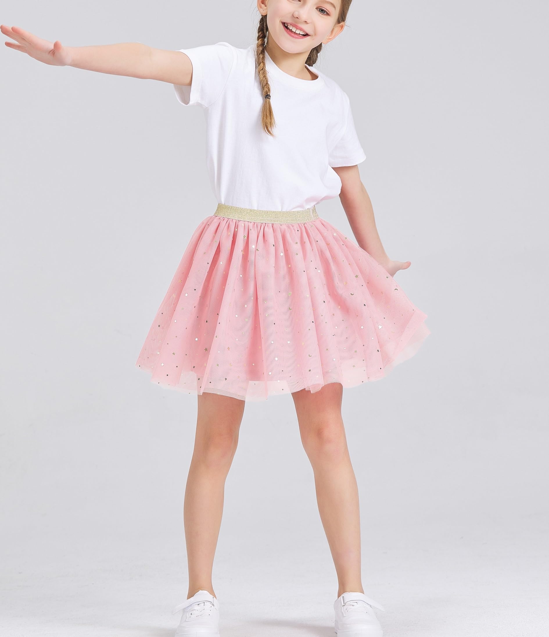 DaniChins Girls' Layered Tutu Tulle Skirt for Birthday Party, Dance Recital & Ballet Performance - Soft Fluffy Princess Dress for Toddler Kids