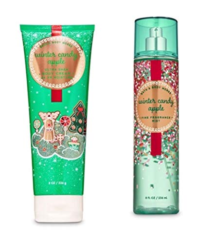 Bath and Body Works Winter Candy Apple Ultra Shea Body Cream & Fine Fragrance Mist Set - 2019 Edition - Moisturizing & Long-Lasting Scent for Dry Skin - Perfect for Winter Holidays, Christmas Gifts & Self-Care Routine