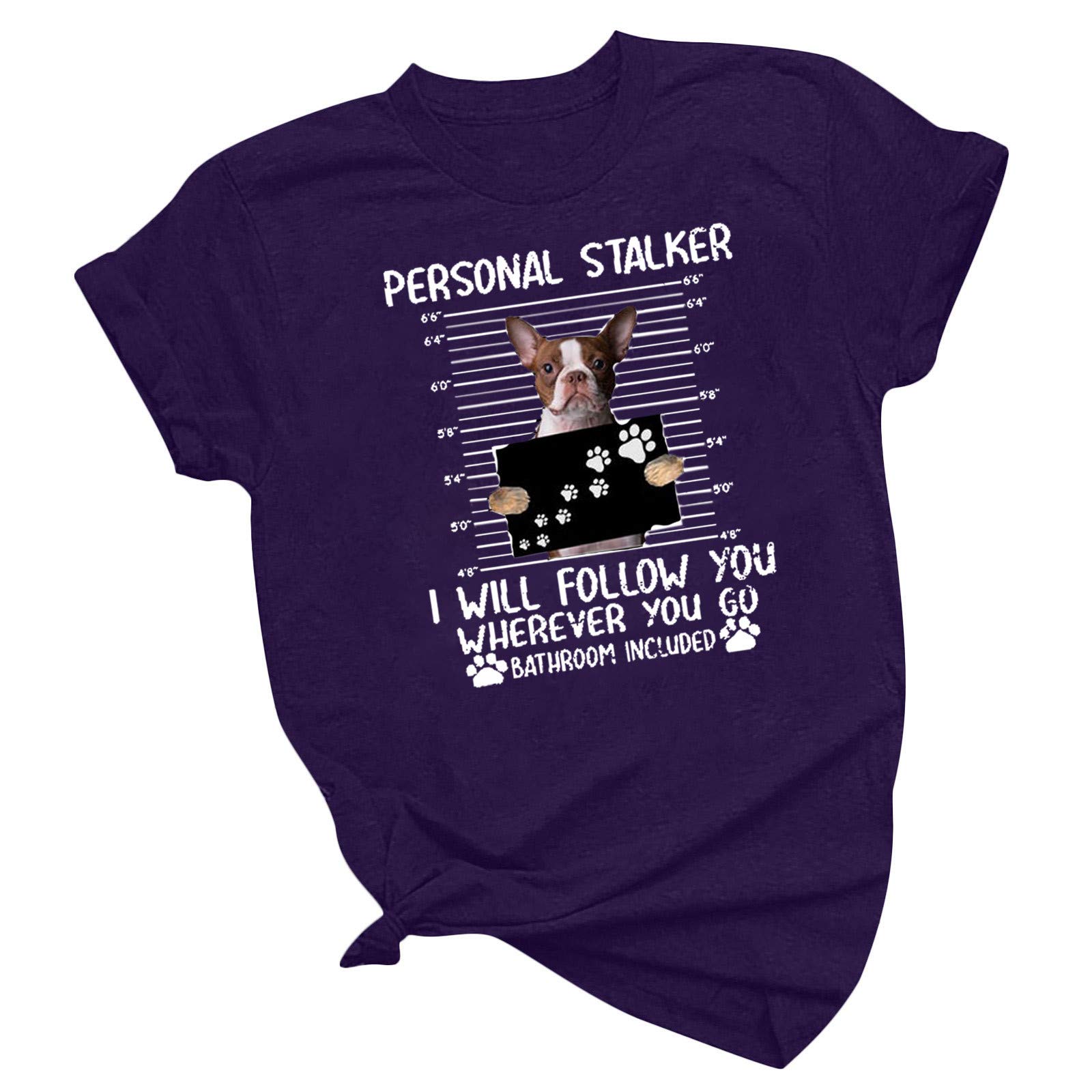 Women's Fashion Animal Print Short Sleeve T-Shirt - Casual & Dressy All-Match Top (Purple, XXXL) - Perfect for Daily Wear, Parties & Office Outfits