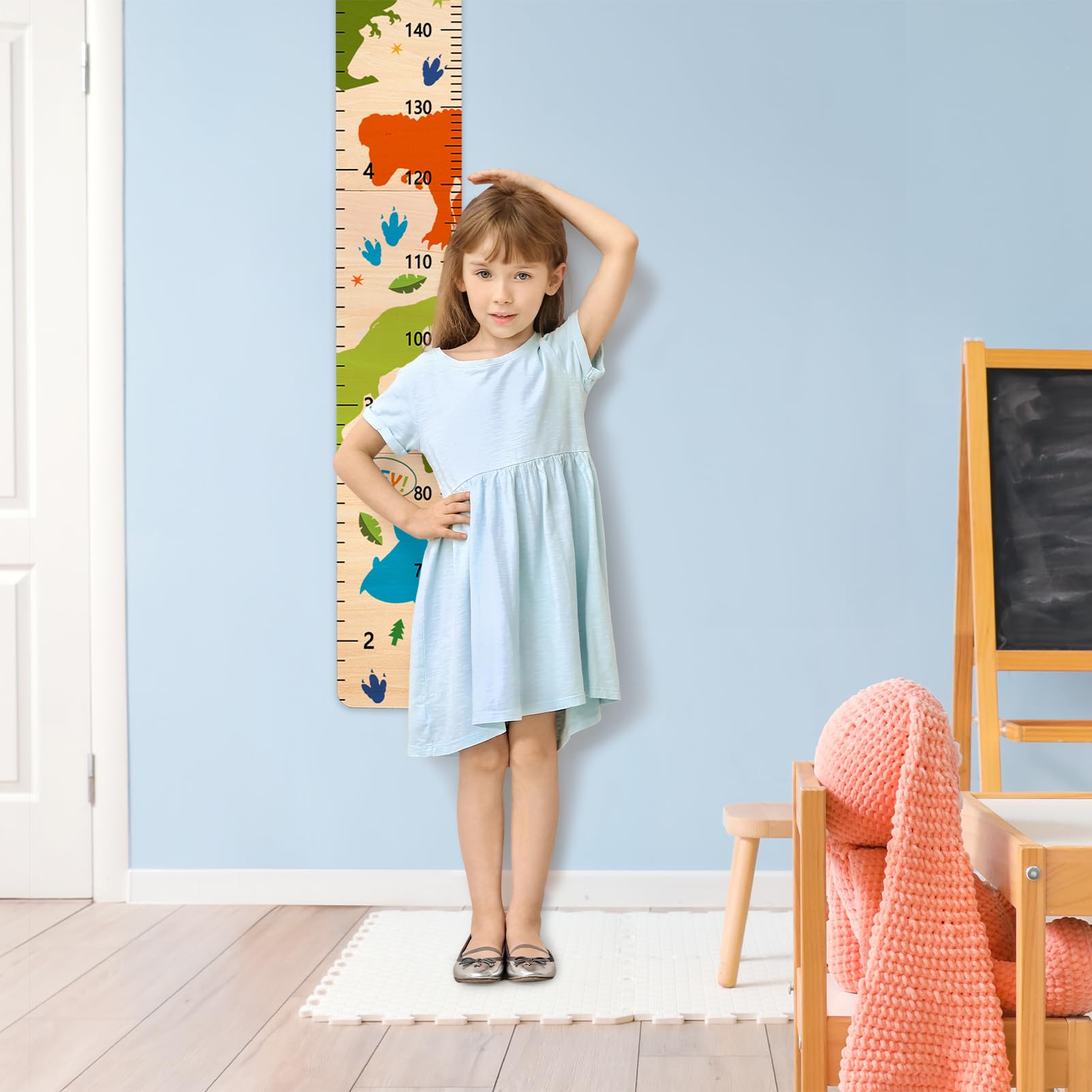 Dinosaur Wood Growth Chart for Kids - Wall Mounted Height Measurement Ruler for Nursery, Bedroom & Playroom Decor - Perfect for Boys and Girls Room, Bathroom & Baby Growth Tracking