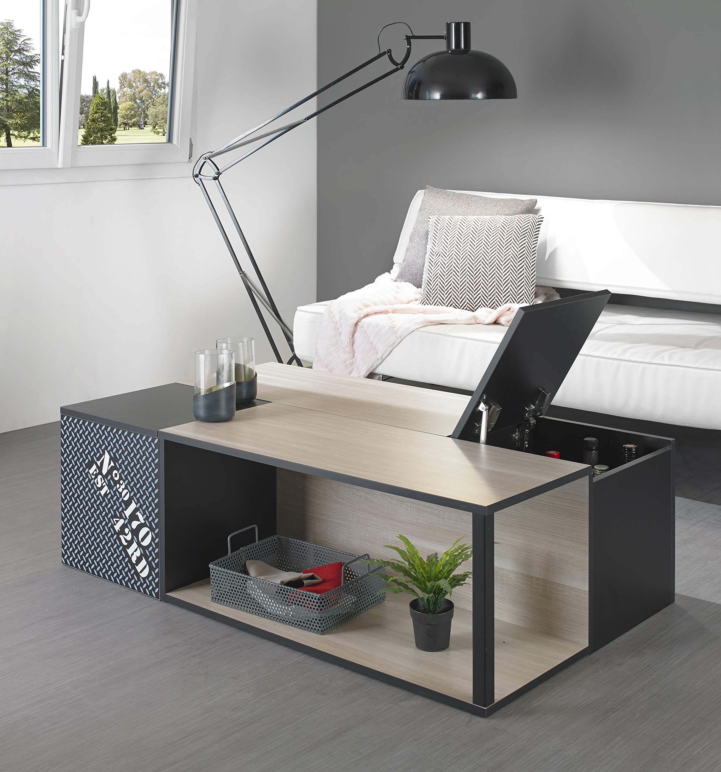 Modern Industrial Coffee Table - Sturdy Metal & Wood Design for Living Room, Office, or Lounge - Perfect for Home Decor & Entertaining