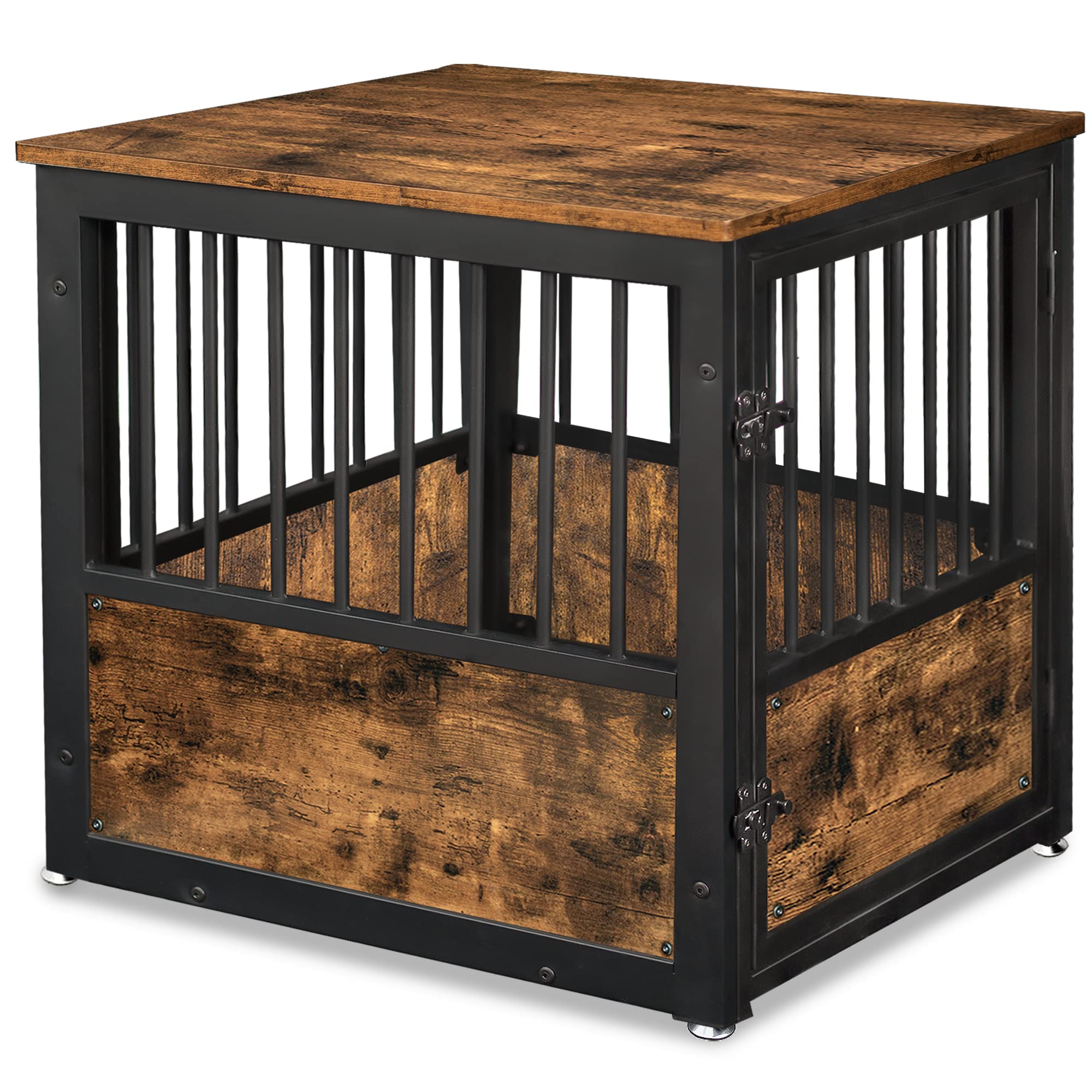 Sturdy Wooden Dog Crate Furniture - 23.6 x 23.6 x 24.4 Inch Rustic Pet House End Table for Small Dogs | Indoor Kennel Cage with Decorative Design | Perfect for Living Rooms, Bedrooms & Home Decor