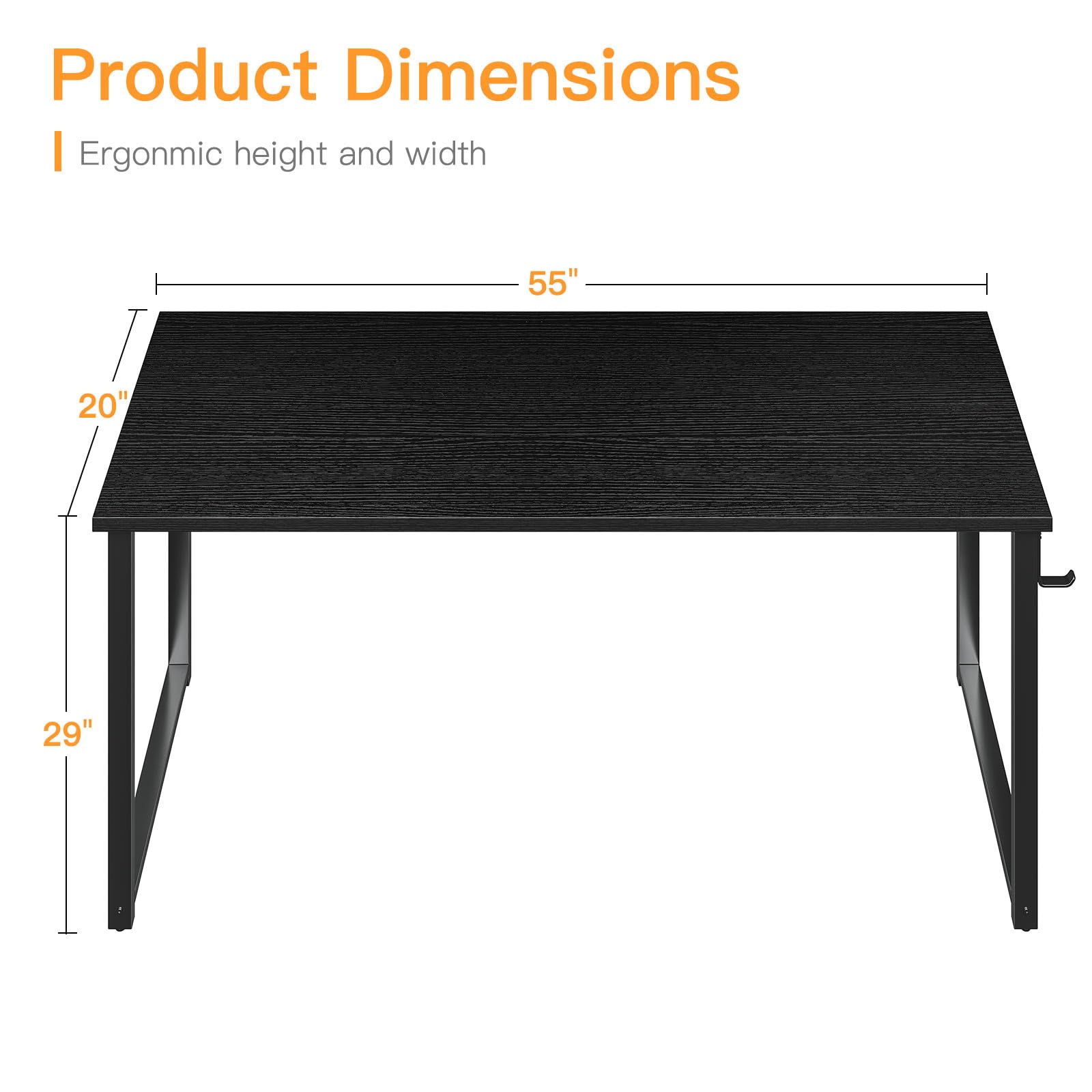 Coleshome 55 Inch Modern Simple Computer Desk - Home Office Desk, Study & Student Writing Desk in Black | Perfect for Remote Work, Online Classes & Small Spaces