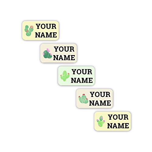 70 Personalized No-Sew Clothing Labels - Cactus Theme Laundry Tags for Kids & Adults | Washer & Dryer Safe, No-Iron Stick-EEZ™ Labels by Oliver's Labels | Perfect for School, Camp & Daycare Organization