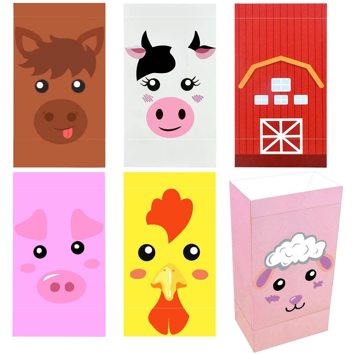 12 Pack Animal Party Favor Bags - Farm & Jungle Safari Theme Treat Goodie Bags for Birthday Parties, Candy Treat Bags, Barnyard Party Supplies, Paper Gift Bags - Perfect for Kids Birthday, Baby Shower & Themed Events