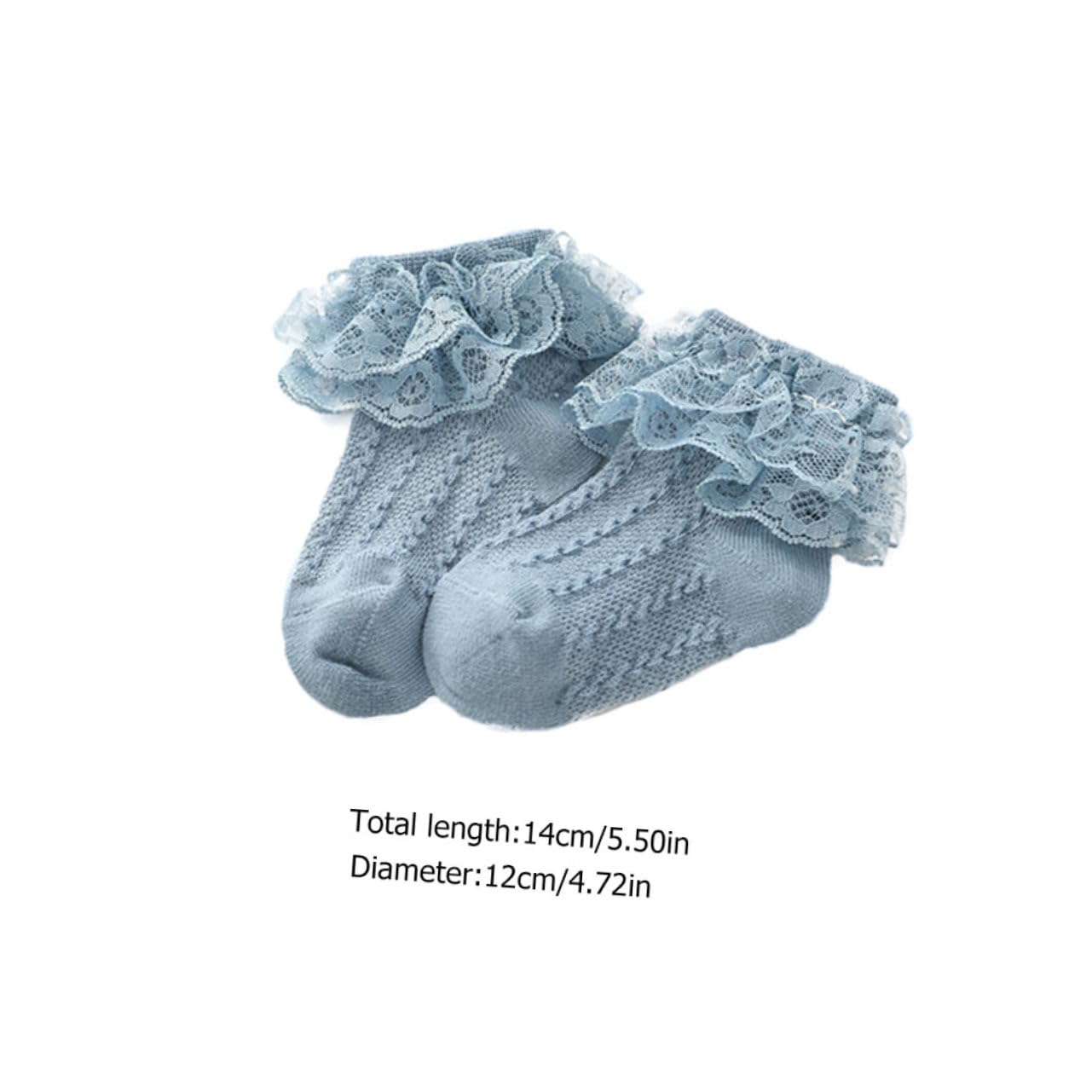 WRITWAA 2-Pack Baby Girl Cotton Socks with Lace Trim - Soft Breathable 2-Layer Design (3 Pairs Each) for Newborns, Toddlers & Special Occasions