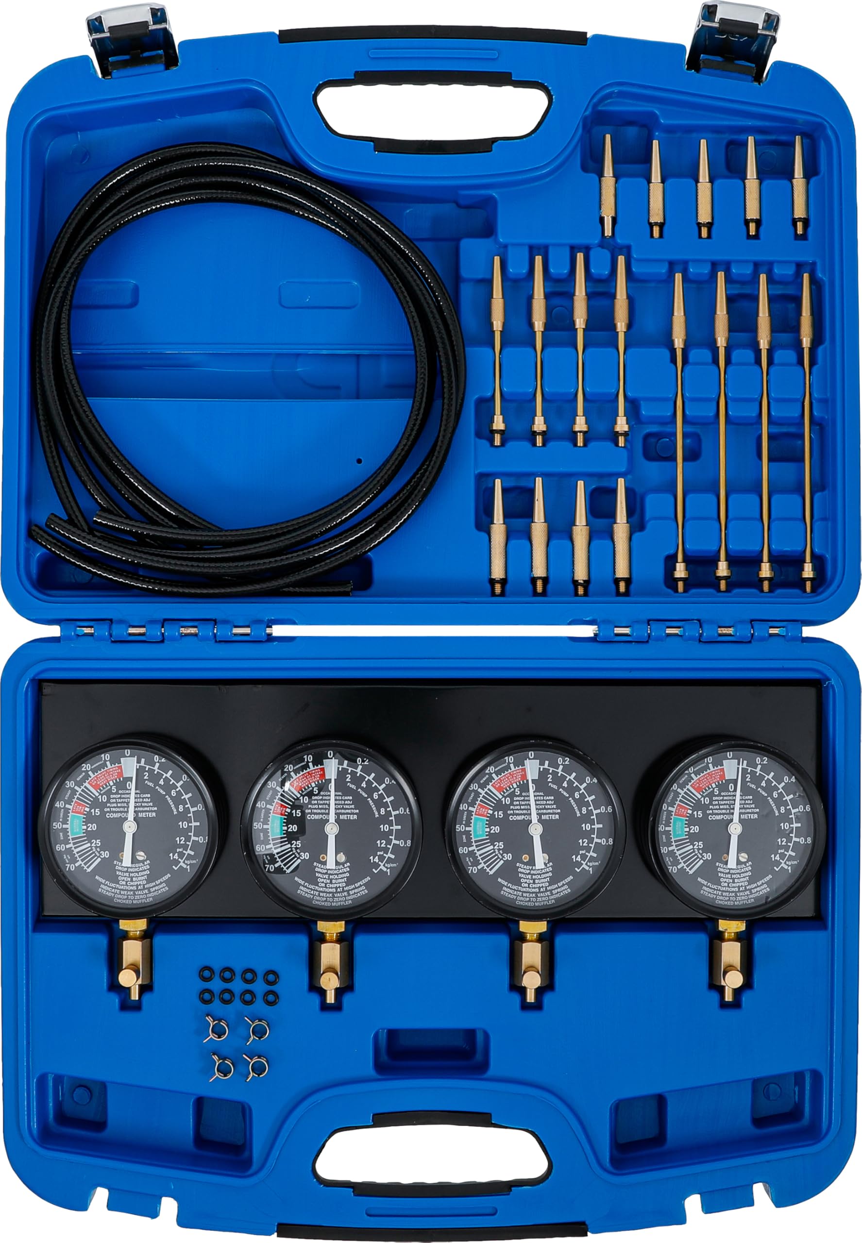 BGS Technic PRO+ 25-Piece Carburetor Tester Kit (0-14 PSI) - Professional Fuel System Diagnostic Tool for Motorcycle, ATV, Small Engine Repair & Maintenance