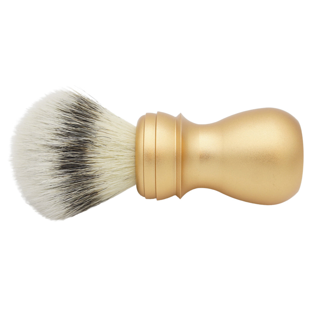23mm Mühle STF Large Shaving Brush with AP Shave Co. Alumihandle - Gold Matte Finish & Layered Comfort for Wet Shaving & Grooming Routine