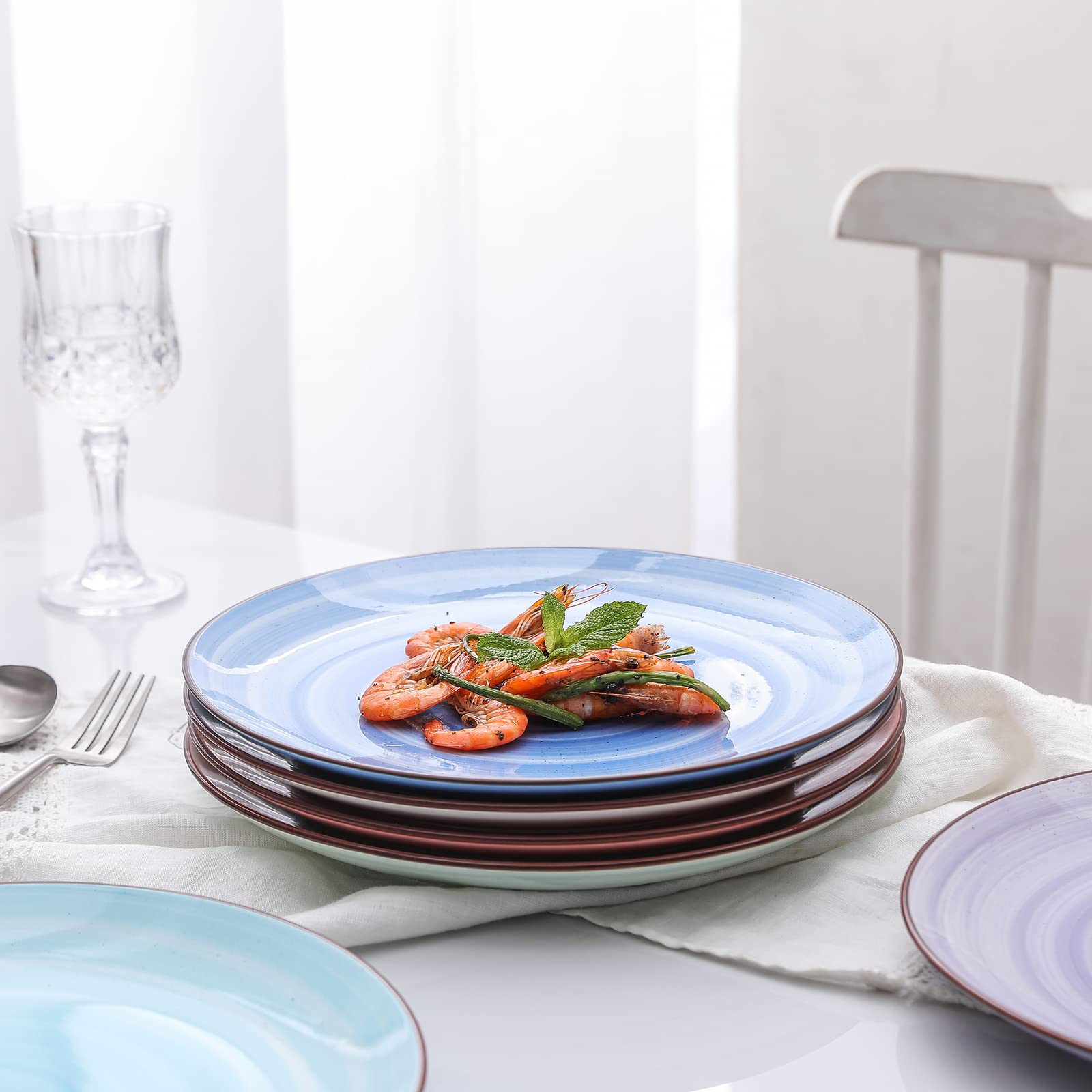 Selamica 10-Inch Ceramic Dinner Plates - Set of 6, Black Speckled Gradient Porcelain Plates for Appetizers, Salads, Desserts, Steak & Pancakes - Elegant Serving Dishes for Restaurants, Dinner Parties & Home Dining