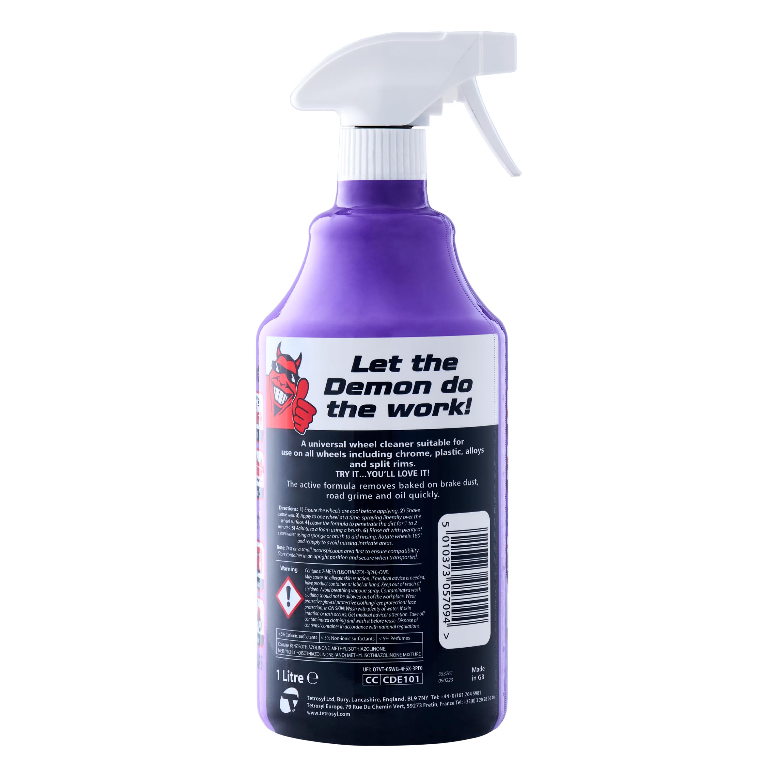 Demon Wheels 34 fl Oz (1L) Fast Wheel Cleaner - Heavy Duty Brake Dust Remover for Cars, Trucks & Motorcycles - Safe for Alloy, Chrome & Painted Wheels - Perfect for Auto Detailing & Car Wash