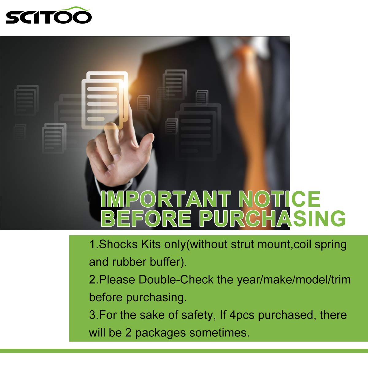 SCITOO Front Struts and Rear Shock Absorbers Kit - 4PCS Replacement for 2000-2005 Ford Focus - Improves Ride Comfort & Handling for City Driving, Highway Cruising & Rough Roads