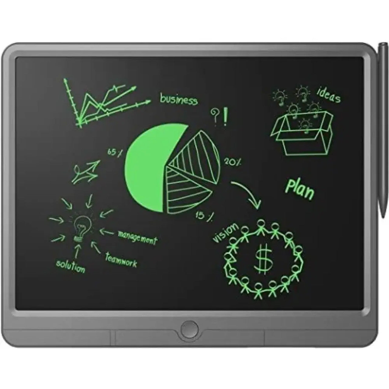 Green Lion LCD Digital Writing Pad - 8.5 Inch Reusable Notepad with Stylus, Erase Button & Universal Compatibility for Kids & Adults - Perfect for Notes, Sketches & Shopping Lists (Gray)