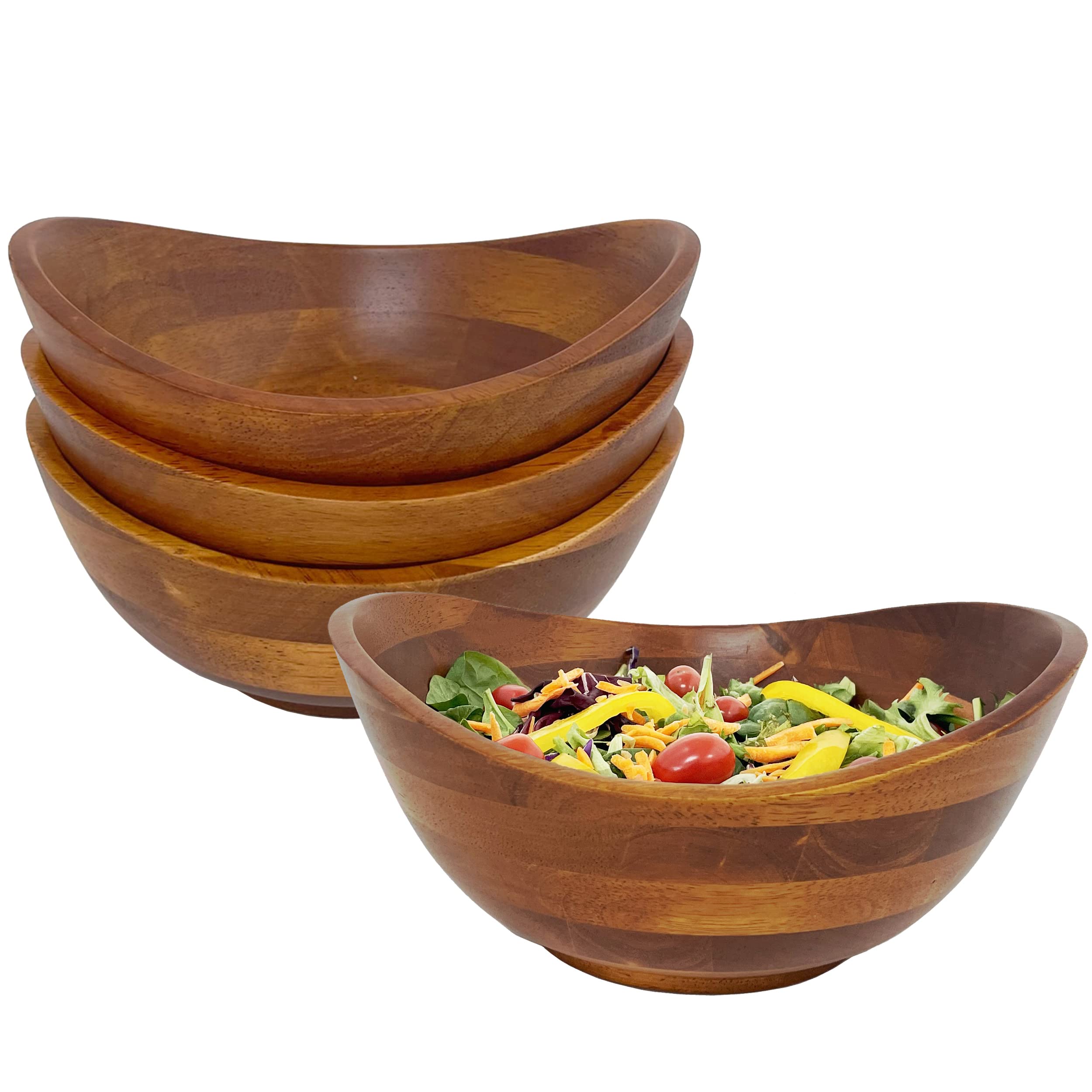 Woodard & Charles Set of 4 Wooden Serving Bowls - 7