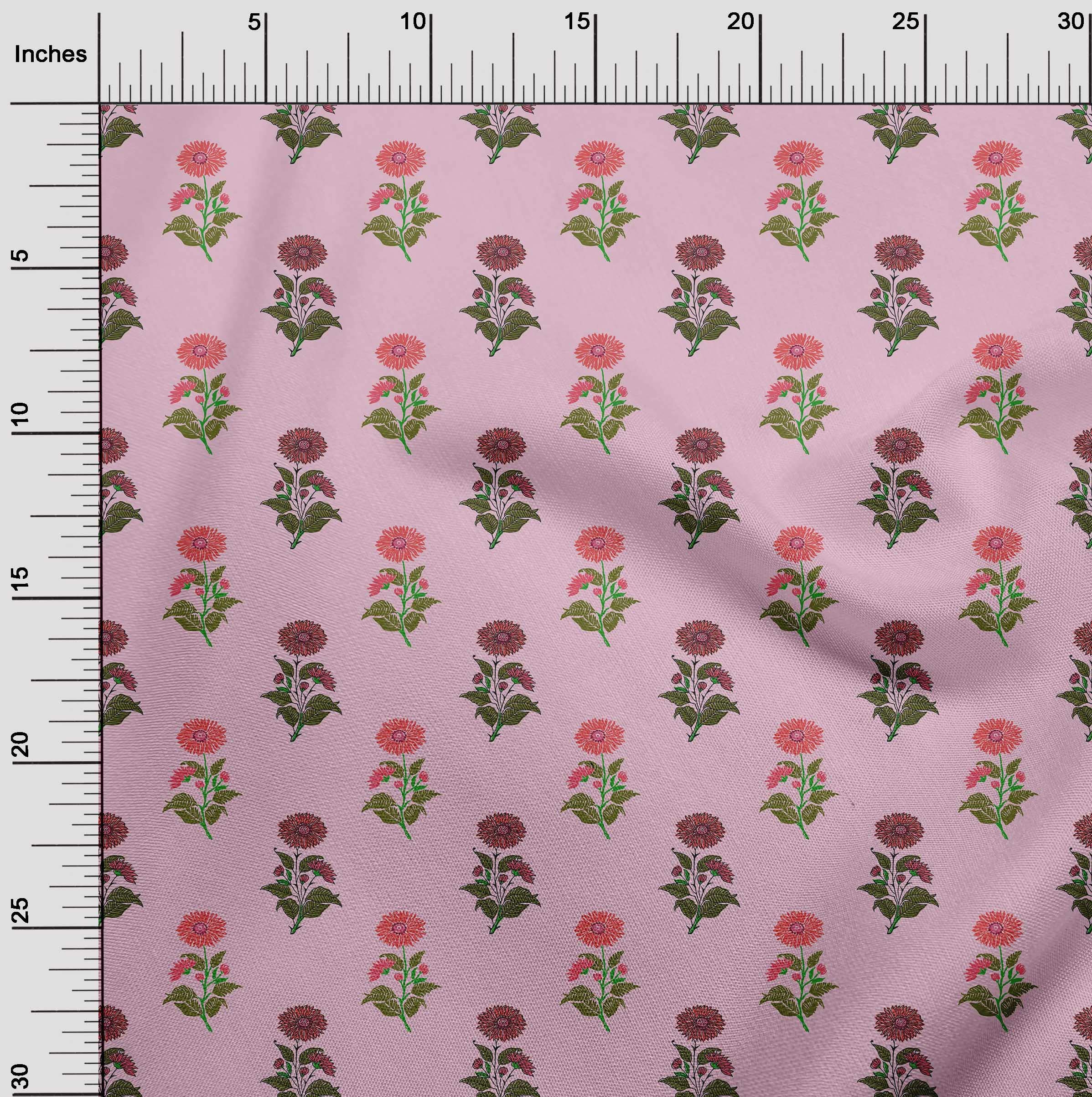 oneOone Cotton Jersey Blush Pink Floral Print Fabric by The Yard - 58 Inch Wide Soft Stretchy Material for Dresses, Skirts & DIY Fashion Projects