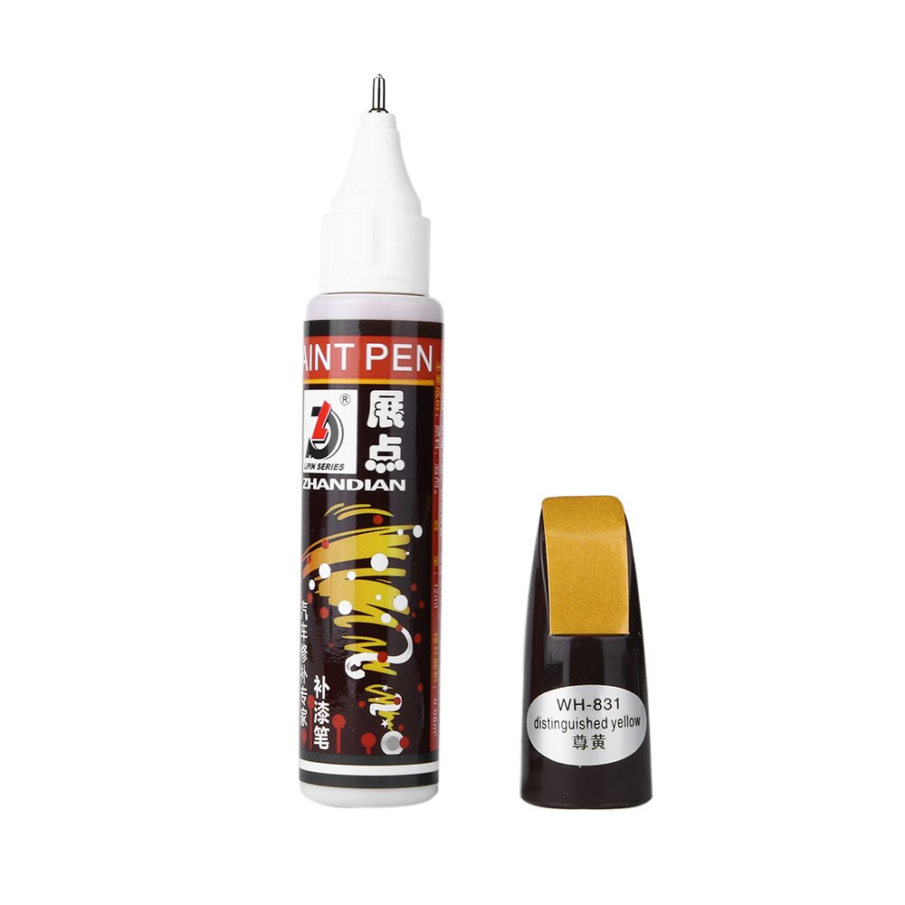 Yellow Car Touch Up Paint Pen - Scratch Repair Kit for Cars, Trucks & SUVs | Easy DIY Scratch Remover (Distinguished Yellow) - Perfect for Minor Scratches, Chips & Paint Damage