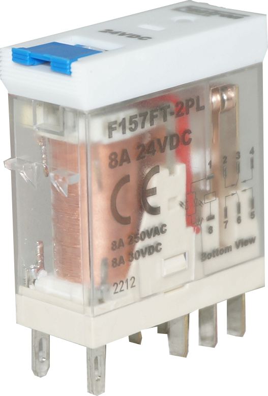 F157FT 2PL 8A 24VDC DPDT Relay - 8 Amp Form C, 250VAC/30VDC Load, 24VDC Coil, Socket or PCB Mount - Ideal for Industrial Automation, HVAC Systems, and Electrical Control Panels