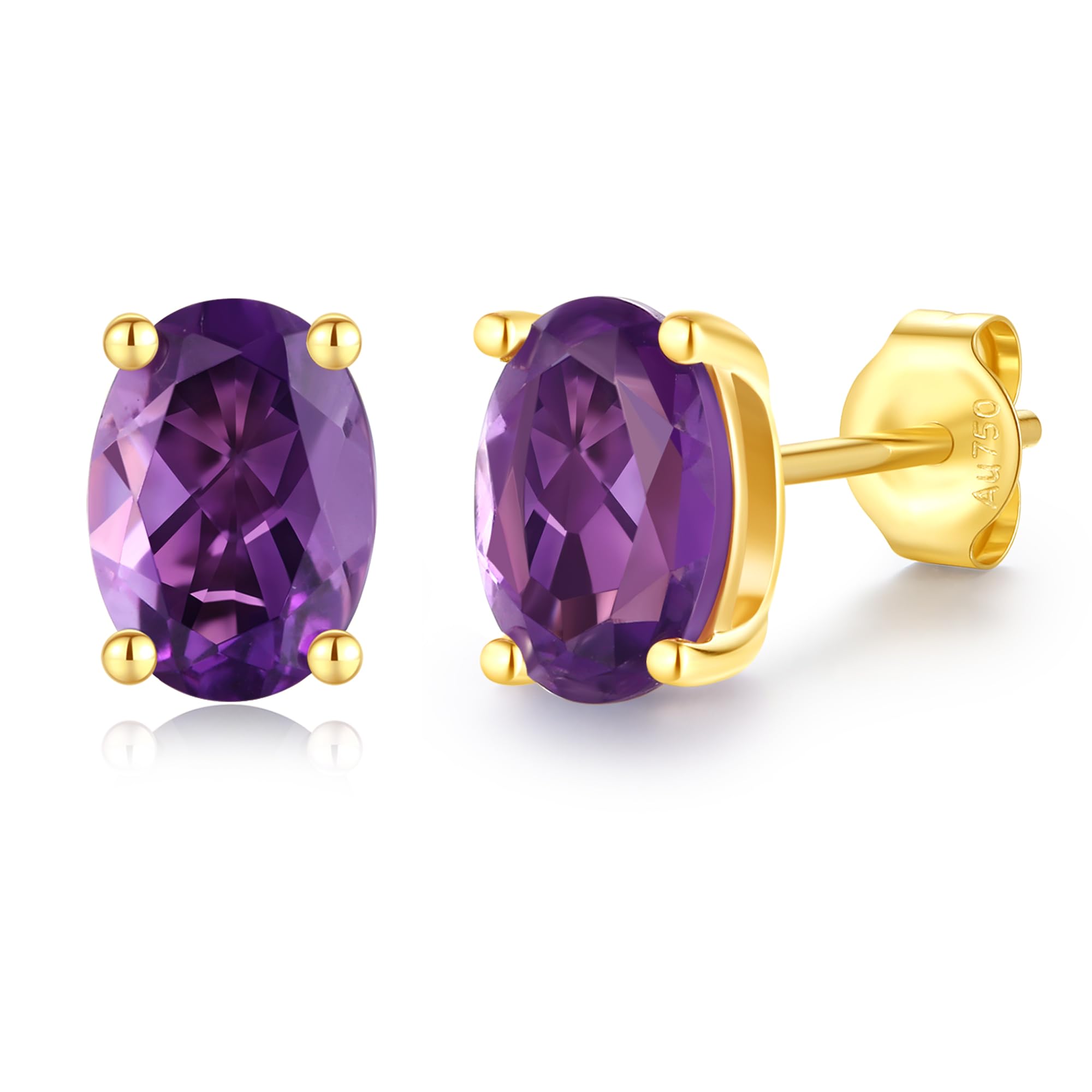 14K Solid Yellow Gold Oval Stud Earrings with Prong Cluster Setting - Natural/Created Gemstone Jewelry (5x7mm) - Perfect Gift for Women, Mom, Wife - Elegant for Weddings, Parties & Everyday Wear