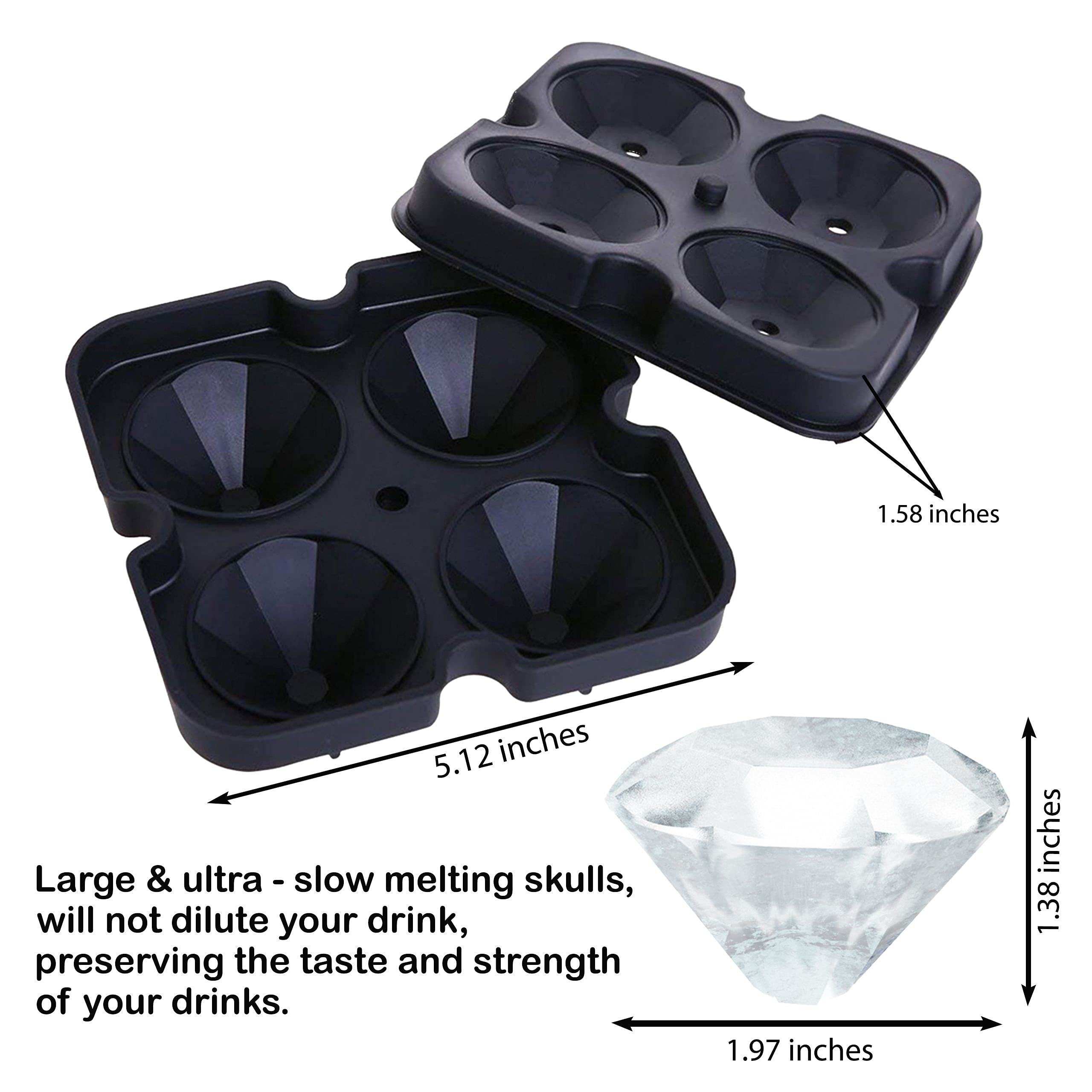 Premium Silicone Ice Cube Tray with Lid - Bahoki Essentials Diamond-Shaped Ice Molds for Cocktails, Drinks & Party Decor - Easy Fill & Release Ice Maker for Home Bars, Weddings & Special Events