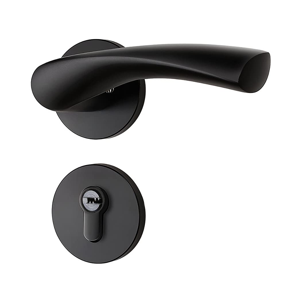 Black Square Non-Turning Single Side Door Lever Handle - Easy Install Pull Only Lever Set for Closets, French Doors, Bedrooms & Bathrooms | Durable Interior Door Hardware for Home & Office Use