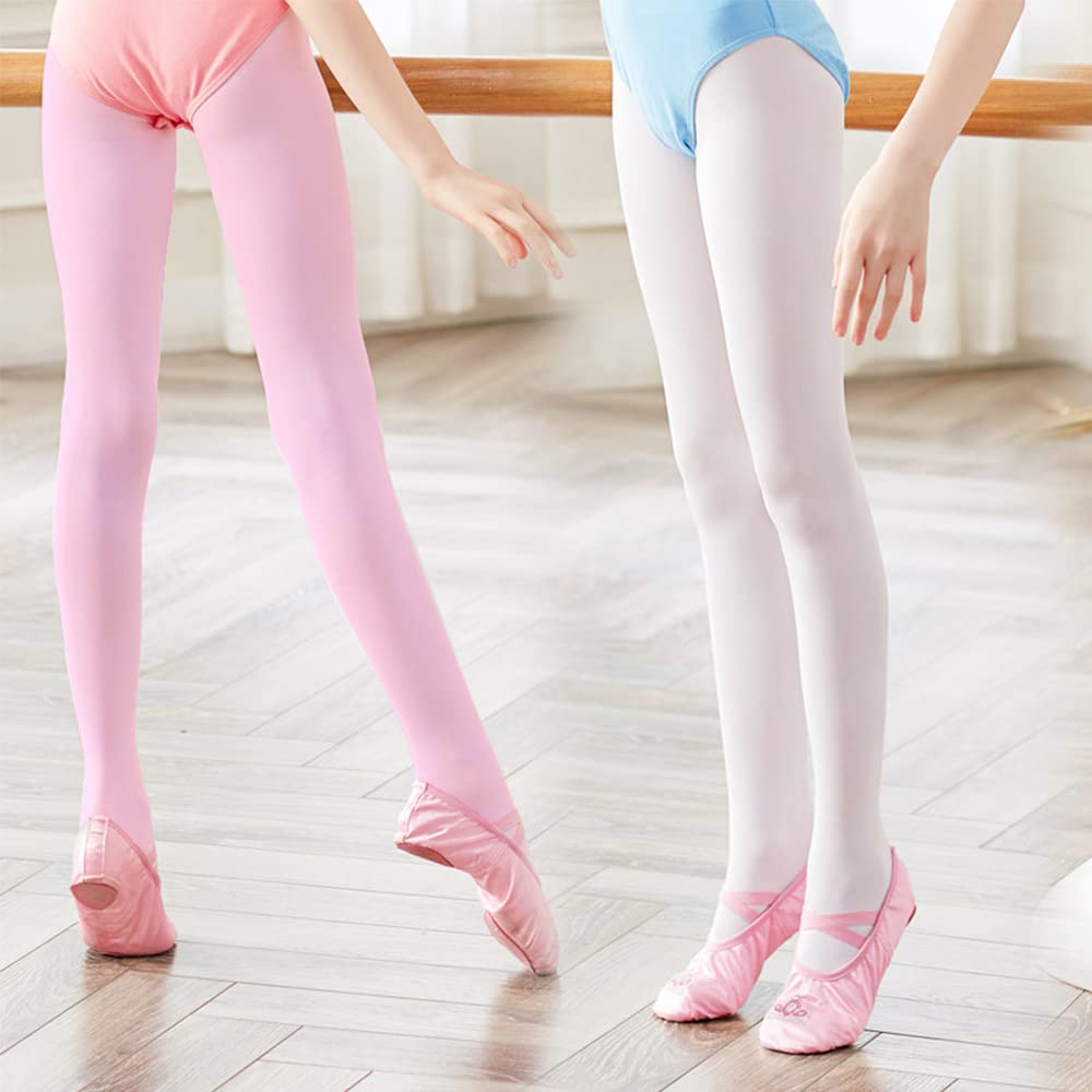 Ultra Soft Ballet Dance Tights for Girls - Footed Tights for Toddler, Little Kid & Big Kid - Perfect for Dance Class, Recitals & Ballet Practice