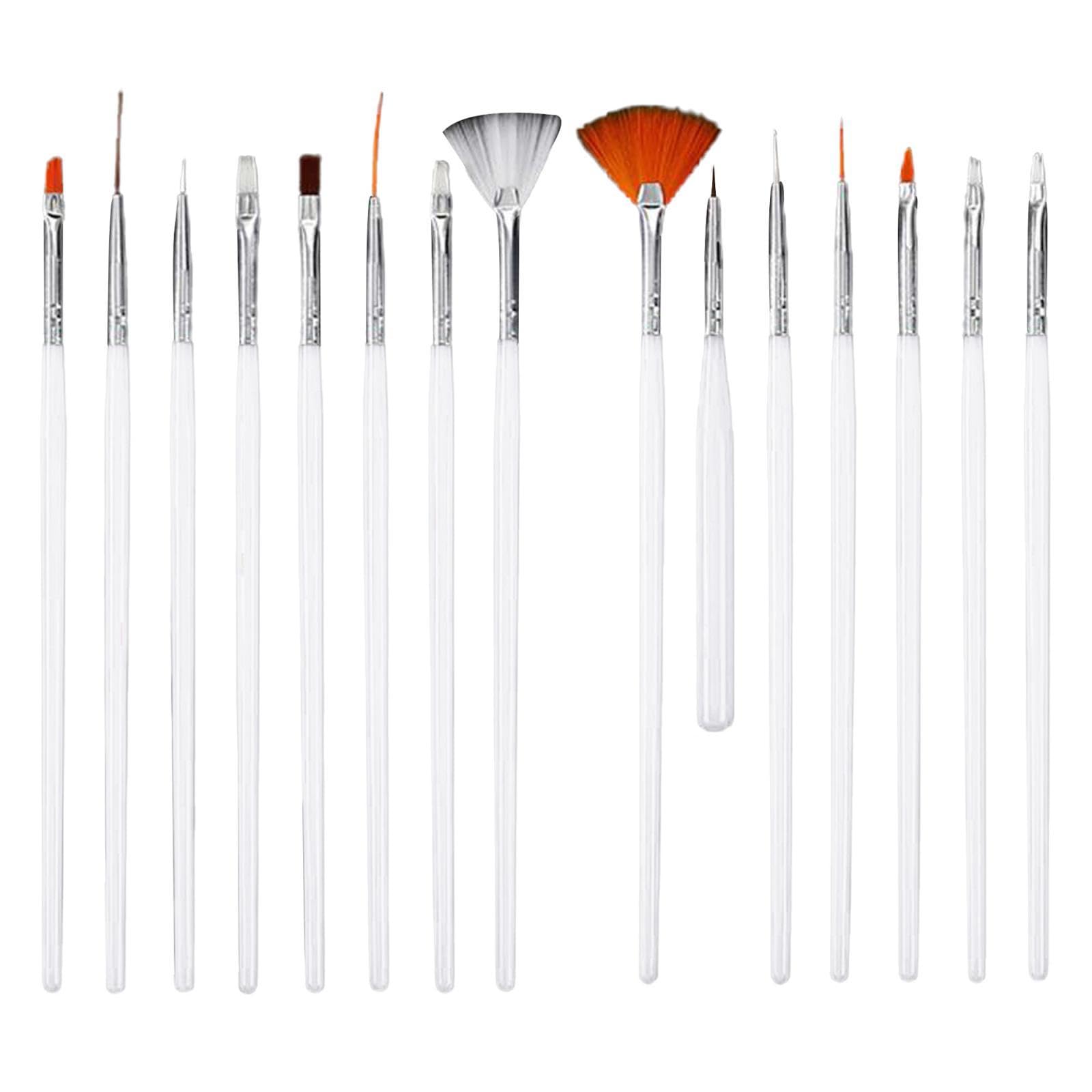 Professional UV Nail Art Dotting Painting Brushes Set for Gel Polish, Acrylic Nails & Nail Art Designs - 5PCS White Nail Decorating Tools for DIY Manicure at Home or Salon