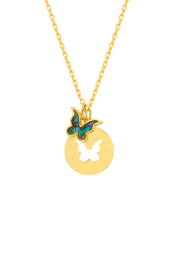 Exquisite Abalone Butterfly Cut Out Pendant Necklace - Natural Shell Jewelry for Women - Perfect for Beach Weddings, Boho Fashion & Gift Giving