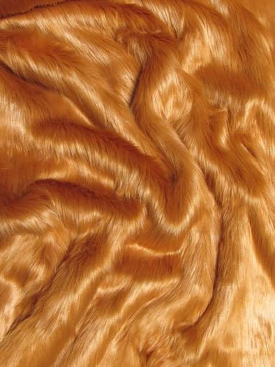 Ecoshag™ Faux Fur Fabric by The Yard - Soft Long Pile Shaggy Material for DIY Coats, Costumes, Scarves, Rugs & Fashion Accessories (Amber) - Perfect for Home Decor, Winter Fashion & Craft Projects