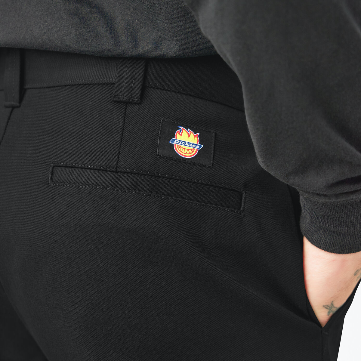 Dickies x Spitfire Flannel Cuff Pants for Men - Black Workwear Pants with Adjustable Cuffs | Durable & Comfortable for Work, Outdoor Activities & Casual Wear