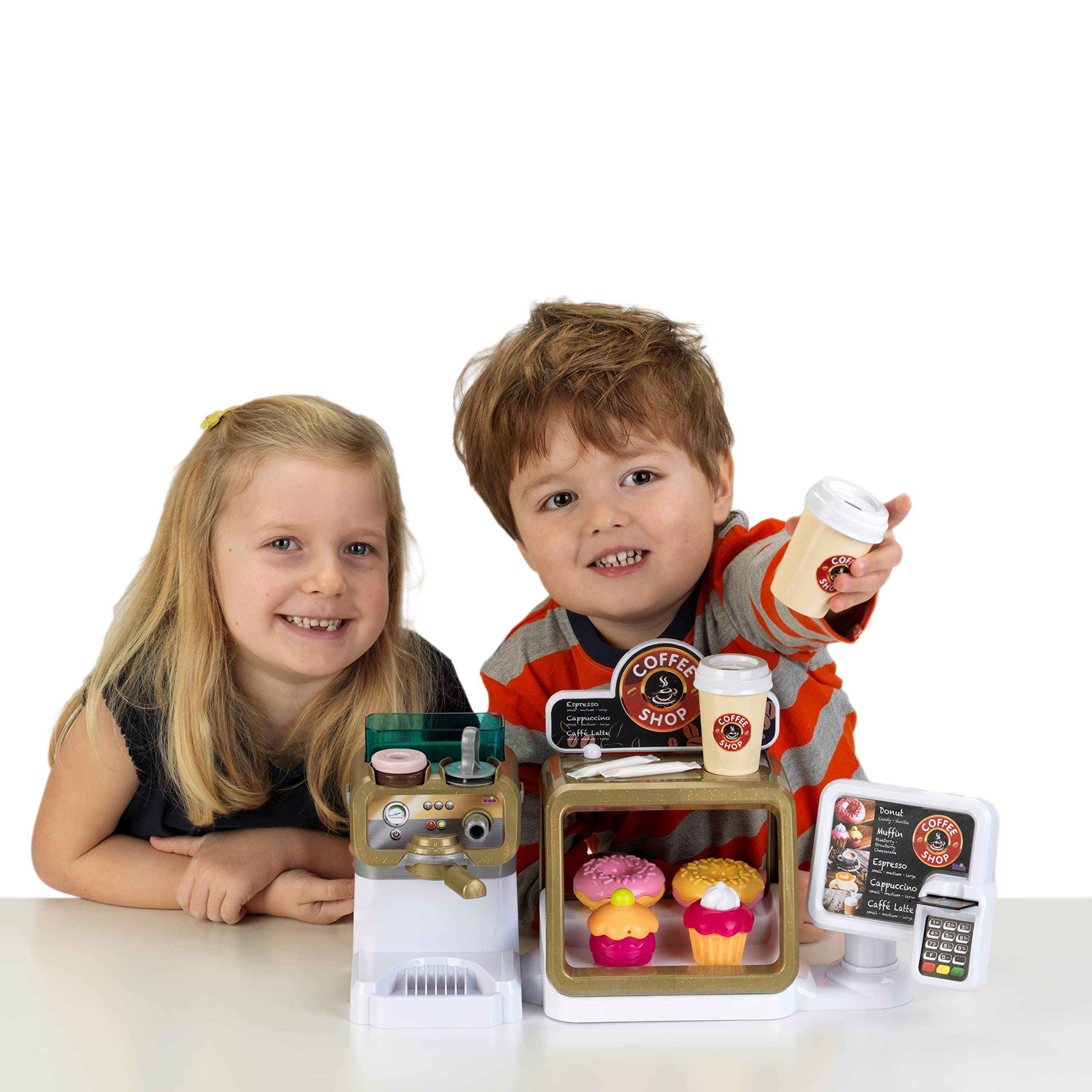 Theo Klein Pretend Play Coffee Shop Set - Kids Toy Barista Espresso Machine & Accessories for Imaginative Play - Perfect for Birthday Gifts & Role Play Games (Cafe, Kitchen, Home)