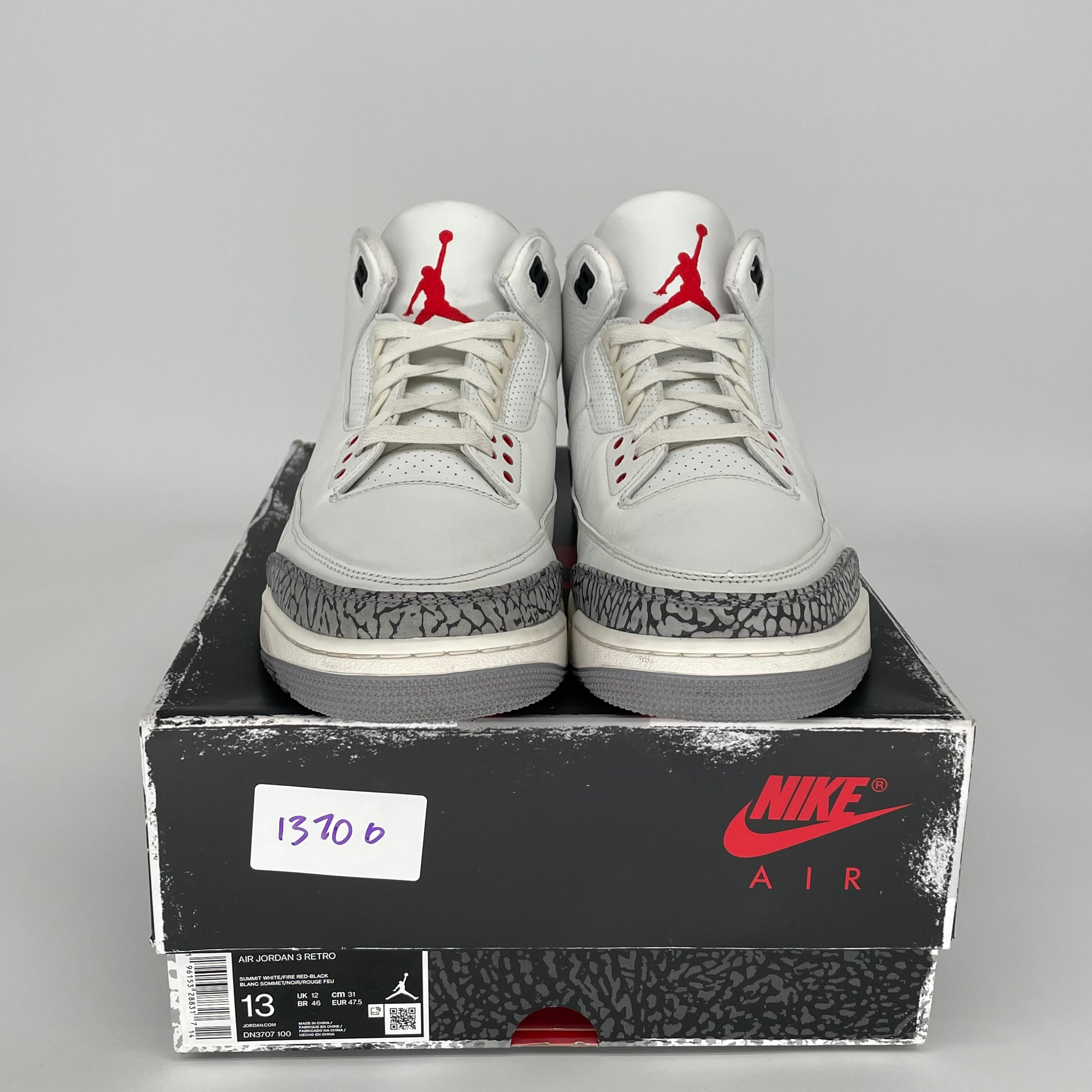 Original Air Jordan 3 Retro 'White Cement Reimagined' Men's Basketball Shoes Size 13 DN3707-100 - Authentic Sneakers for Streetwear & Basketball Games