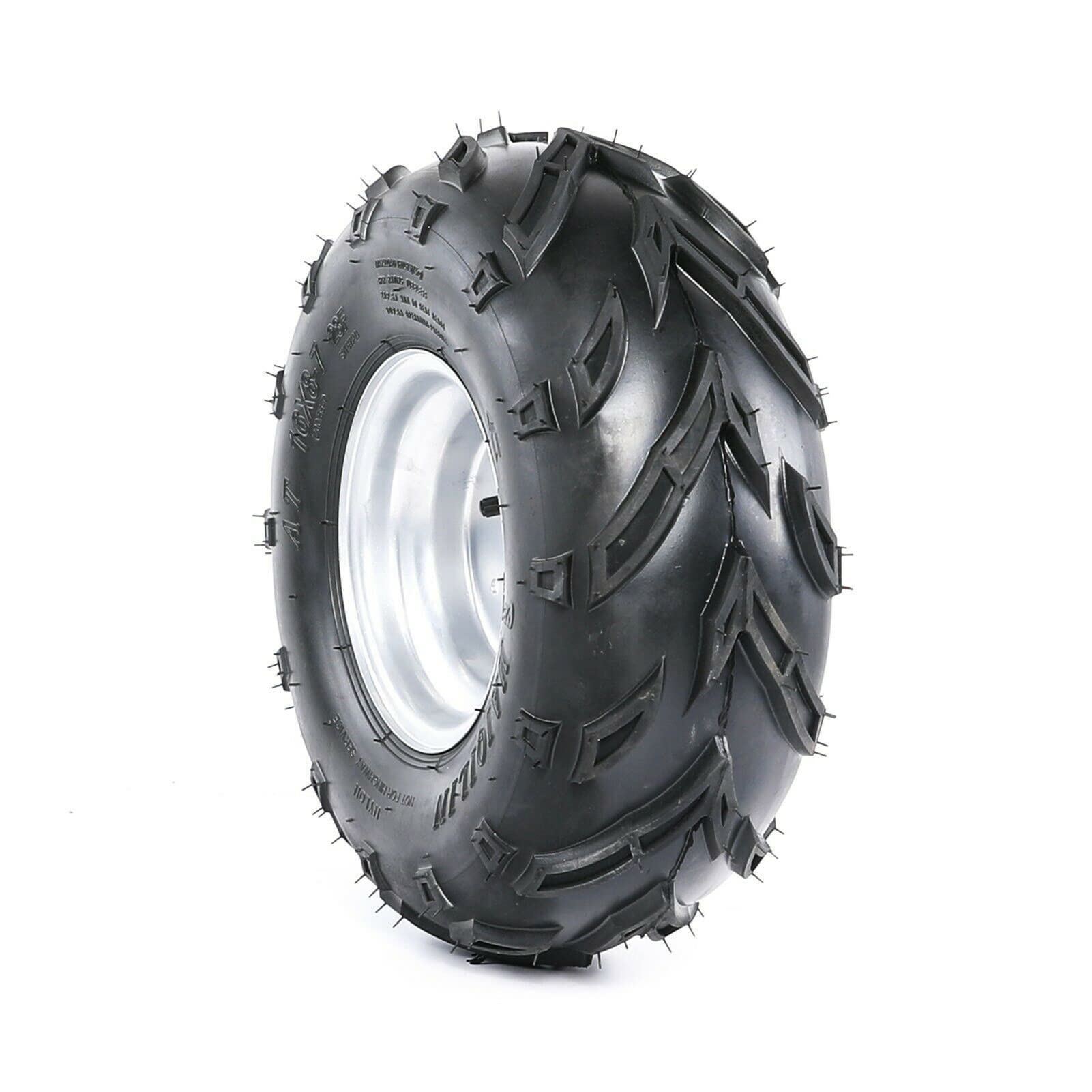 16x8-7 ATV Tires with 3 Bolt Rims - Pair of 7 Inch Go Kart Tires (200/55-7) for Lawn Mowers, Dirt Bikes & Off-Road Vehicles - Perfect for Racing, Trail Riding & Yard Maintenance