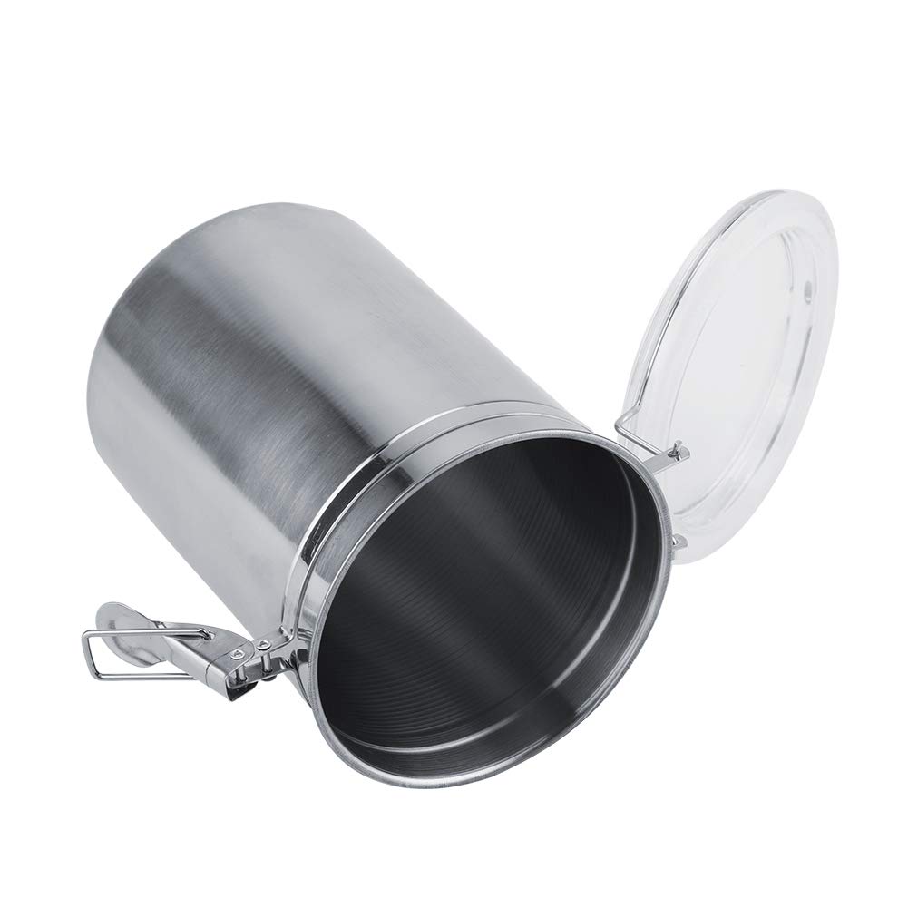 Premium Stainless Steel Coffee Canister - Airtight Ground Coffee & Bean Storage Container with Clear Clamp Lid (1800ml) - Ideal for Kitchen, Pantry Organization & Keeping Coffee, Tea, Flour, Sugar Fresh